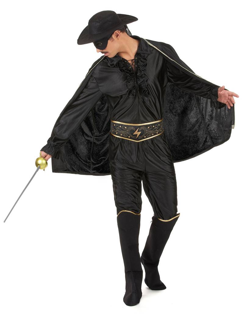 Düsteres Zorro Herrenkostüm schwarz von KARNEVAL-MEGASTORE