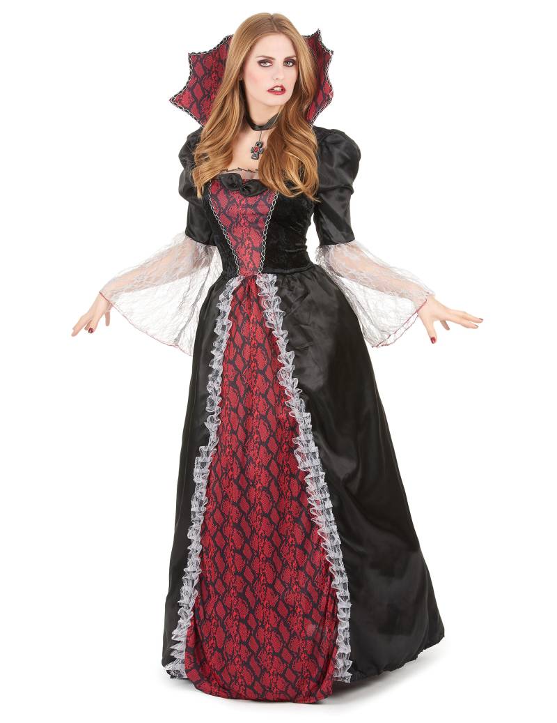Edle Vampirdame Halloween Damenkostüm schwarz-rot von KARNEVAL-MEGASTORE