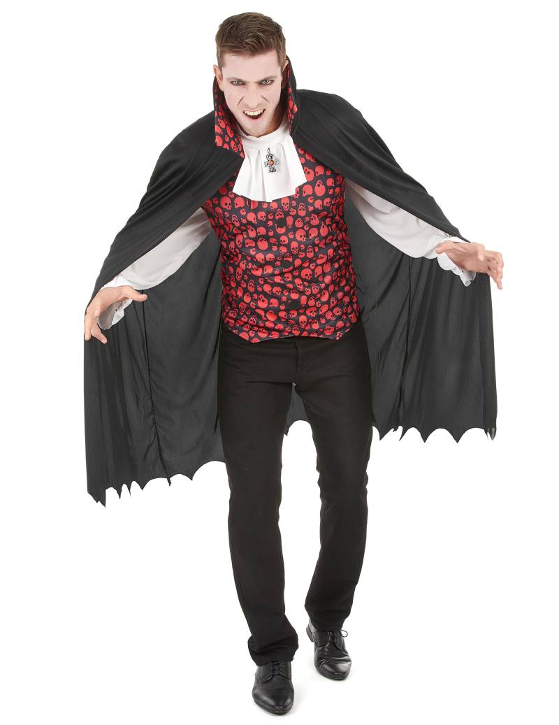 Eleganter Vampir Halloween Herrenkostüm schwarz-rot-weiss von KARNEVAL-MEGASTORE