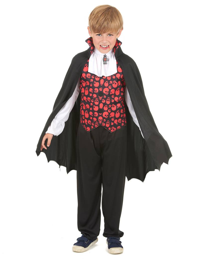 Eleganter Vampir Kinderkostüm Dracula schwarz-rot von KARNEVAL-MEGASTORE
