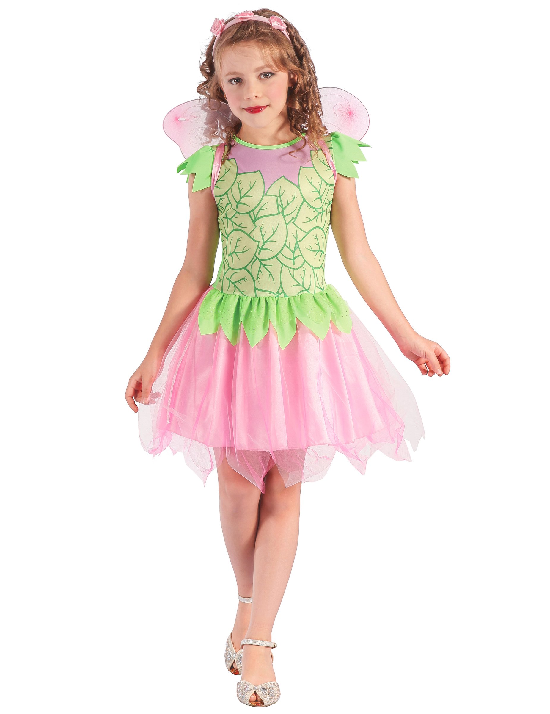 Fee Kinder-Kostüm grün-rosa von KARNEVAL-MEGASTORE