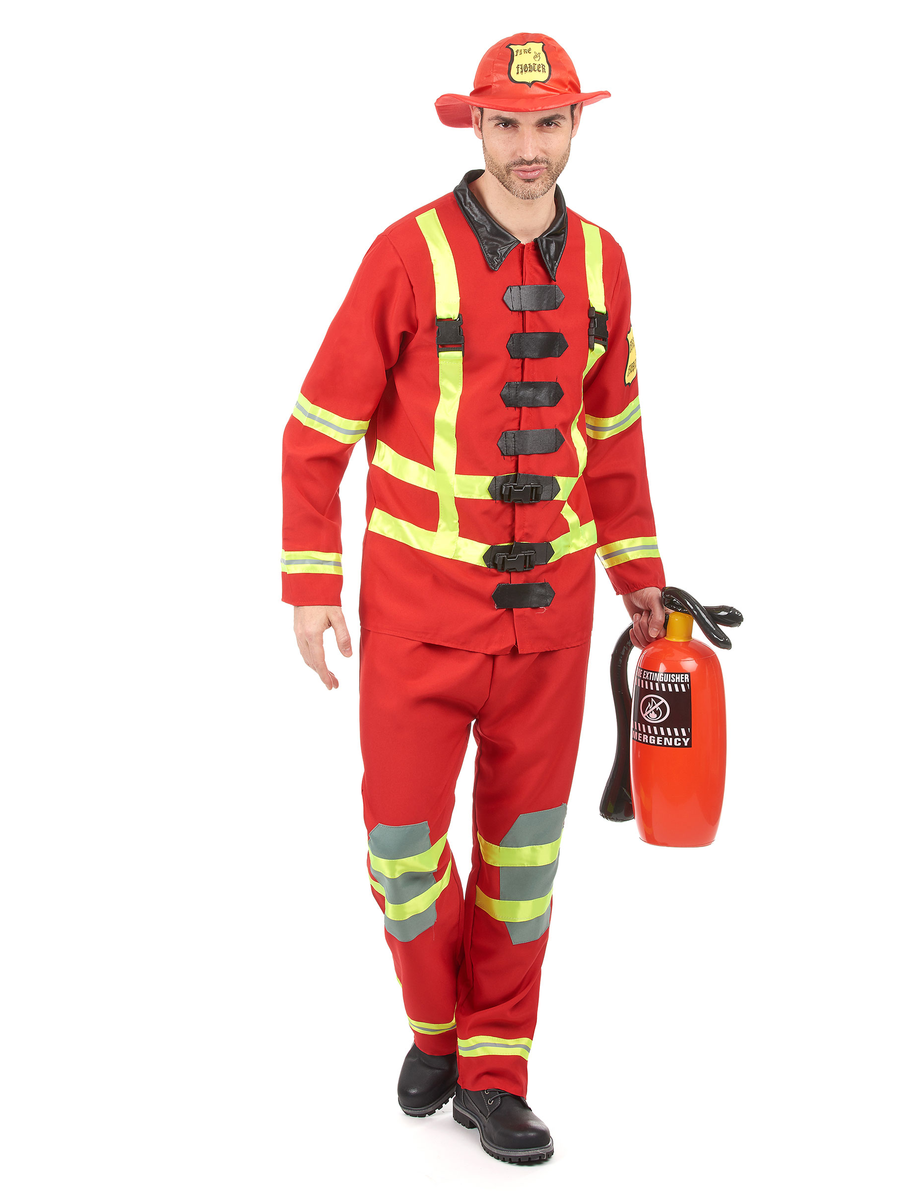 Feuerwehrmann-Herrenkostüm rot-gelb-schwarz von KARNEVAL-MEGASTORE