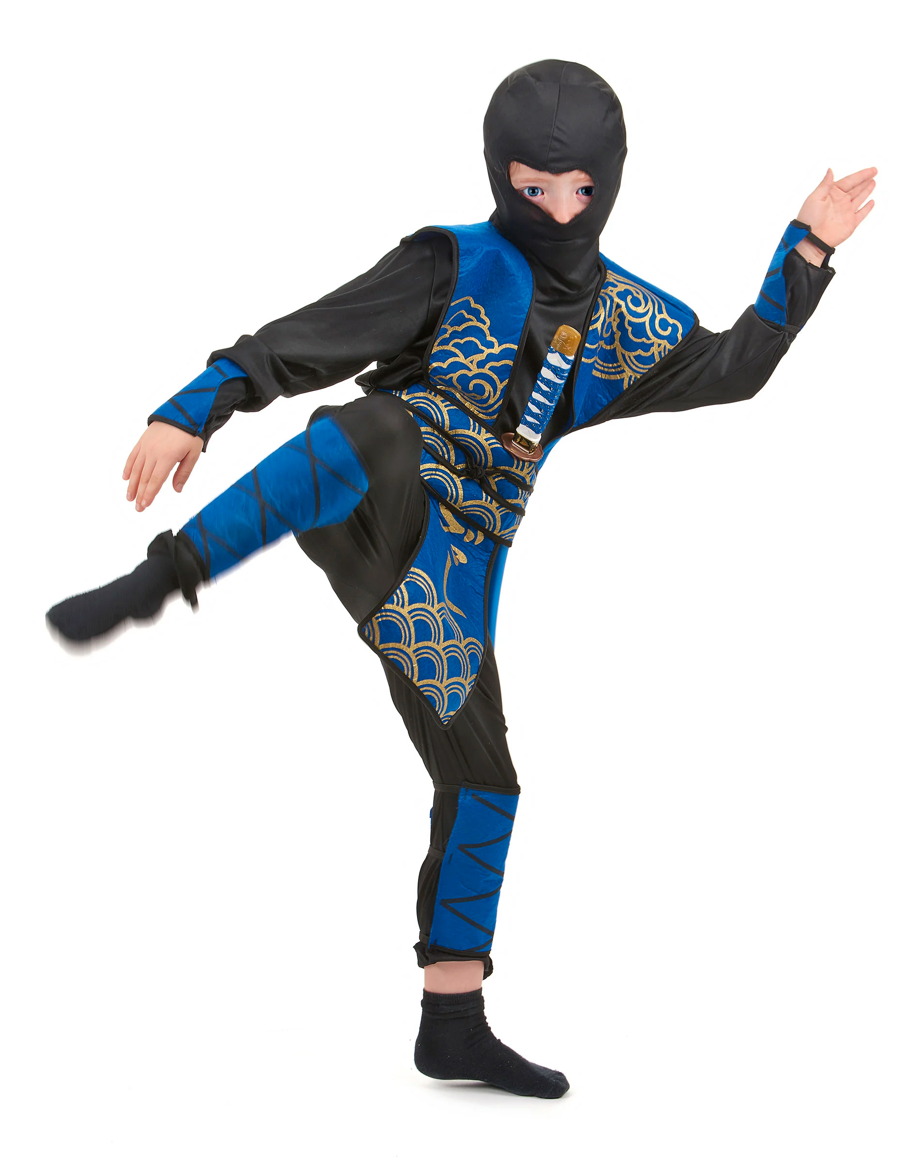 Gefährlicher Ninja Kinderkostüm Krieger schwarz-blau von BCI