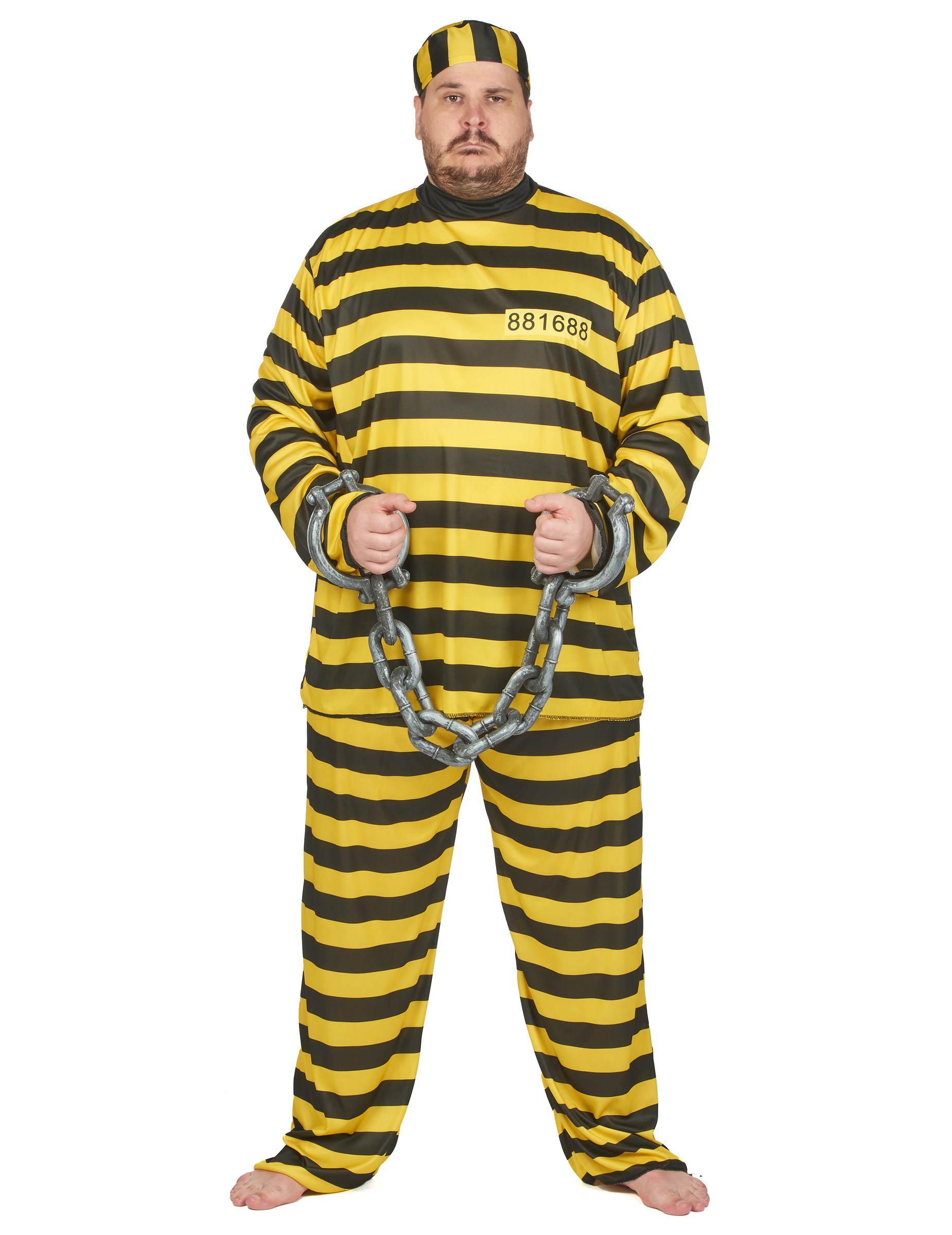 Gefangenerkostüm Plus Size für Erwachsene gelb von KARNEVAL-MEGASTORE