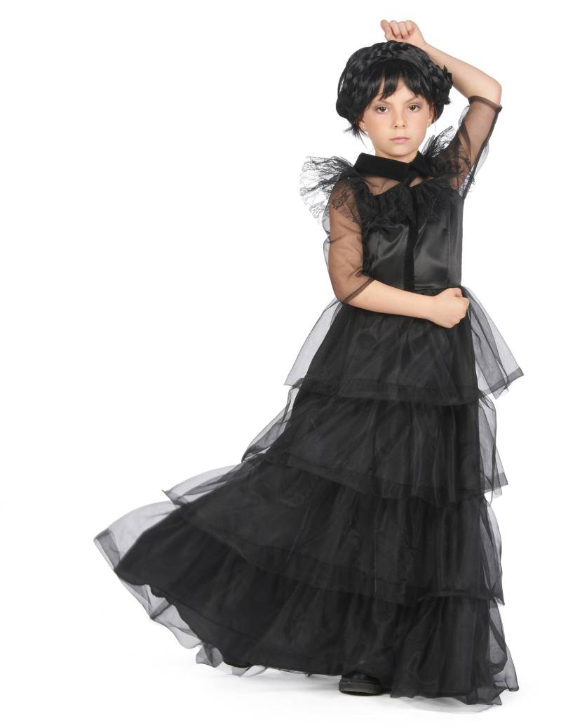 Gothic-Kleid Ballkleid für Mädchen schwarz von KARNEVAL-MEGASTORE