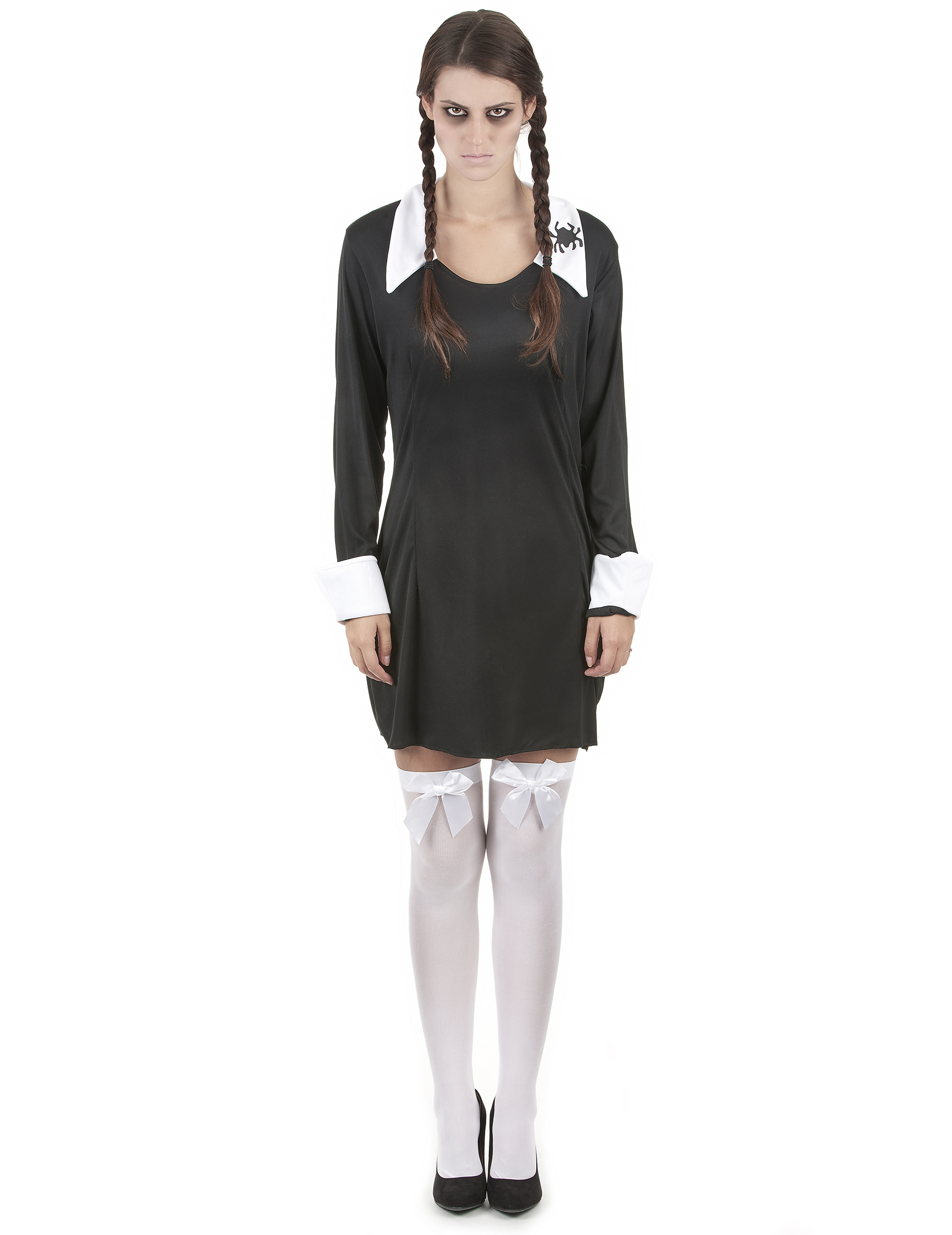 Gruseliges Schulmädchen Halloween-Damenkostüm schwarz-weiss von KARNEVAL-MEGASTORE