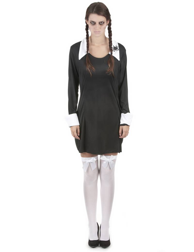 Gruseliges Schulmädchen Halloween-Damenkostüm schwarz-weiss von KARNEVAL-MEGASTORE