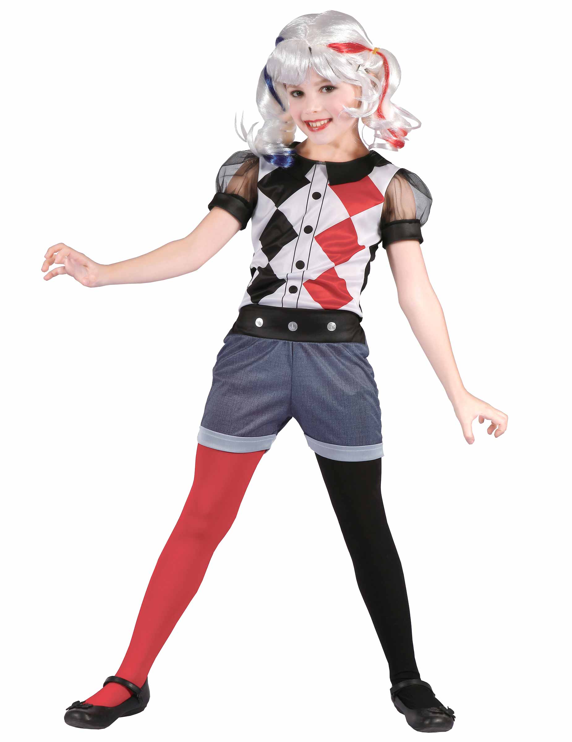 Harlekin-Kinderkostüm für Mädchen schwarz-weiss-rot Harlekin-Kinderkostüm für Mädchen schwarz-weiss-rot von LUCIDA