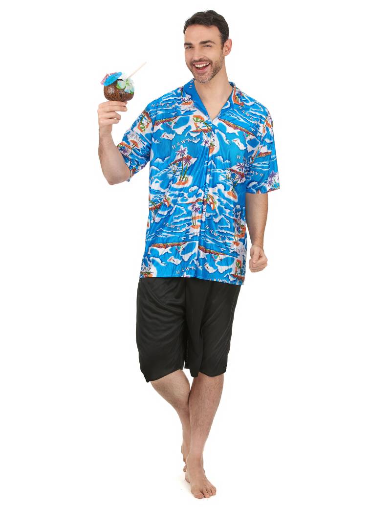 Hawaiitourist-Kostüm Urlauber-Kostüm blau-bunt von KARNEVAL-MEGASTORE