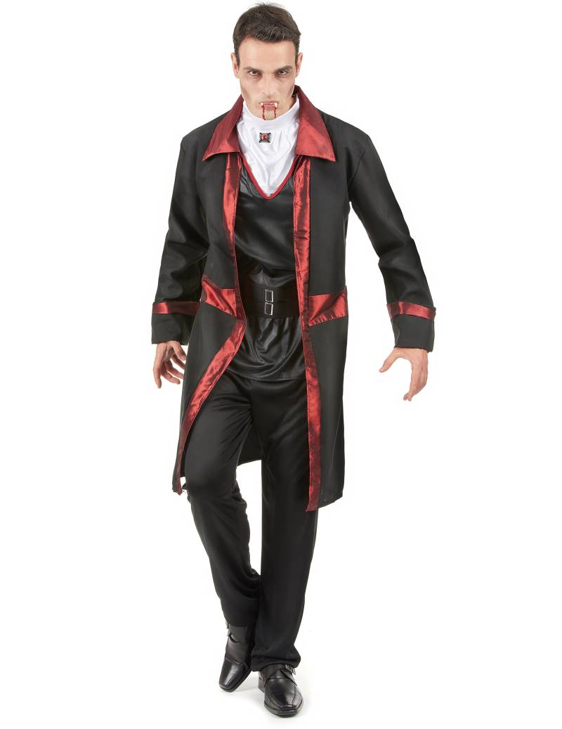 Herrenkostüm Vampir Halloween schwarz-rot von KARNEVAL-MEGASTORE
