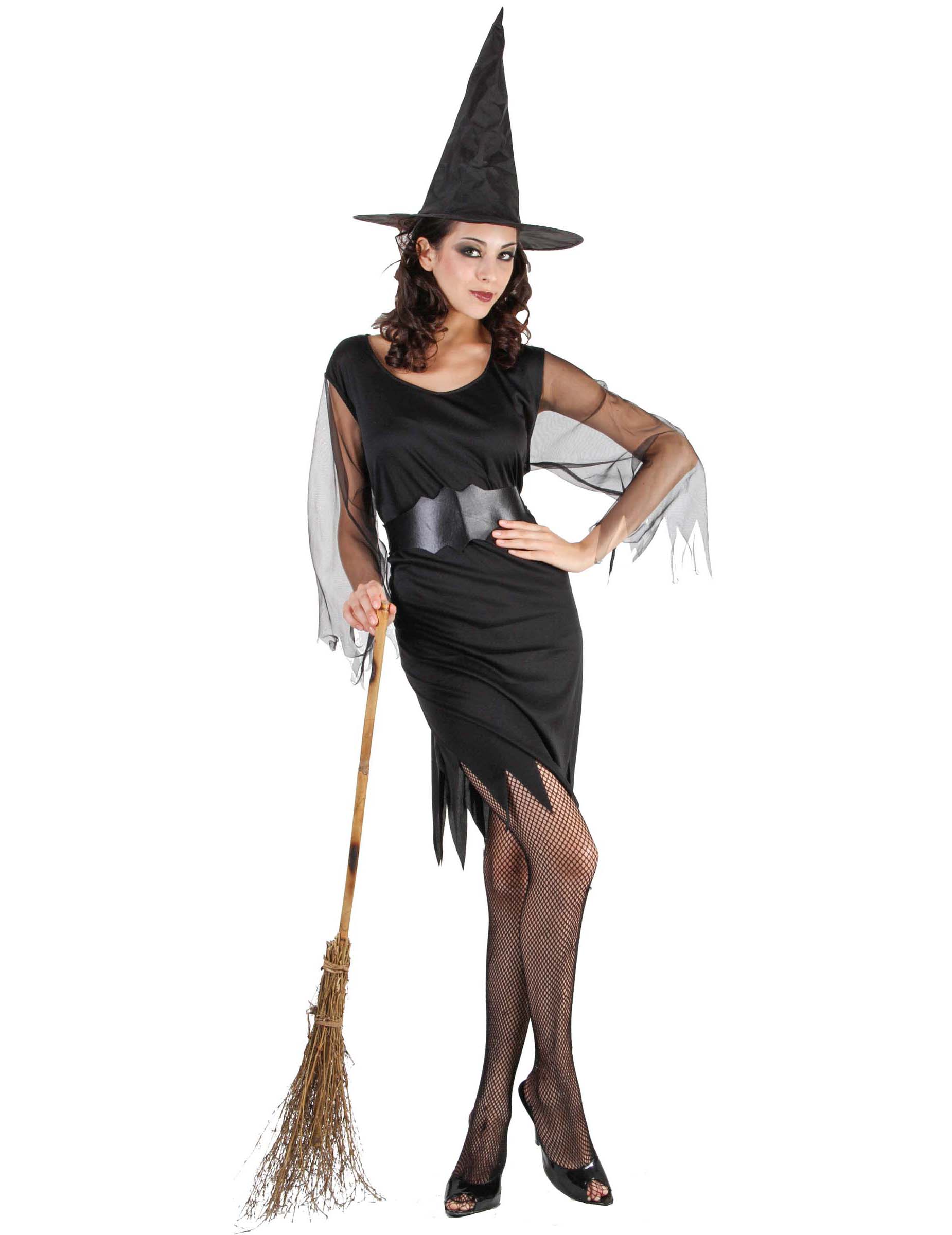 Hexe Halloween-Damenkostüm schwarz von KARNEVAL-MEGASTORE