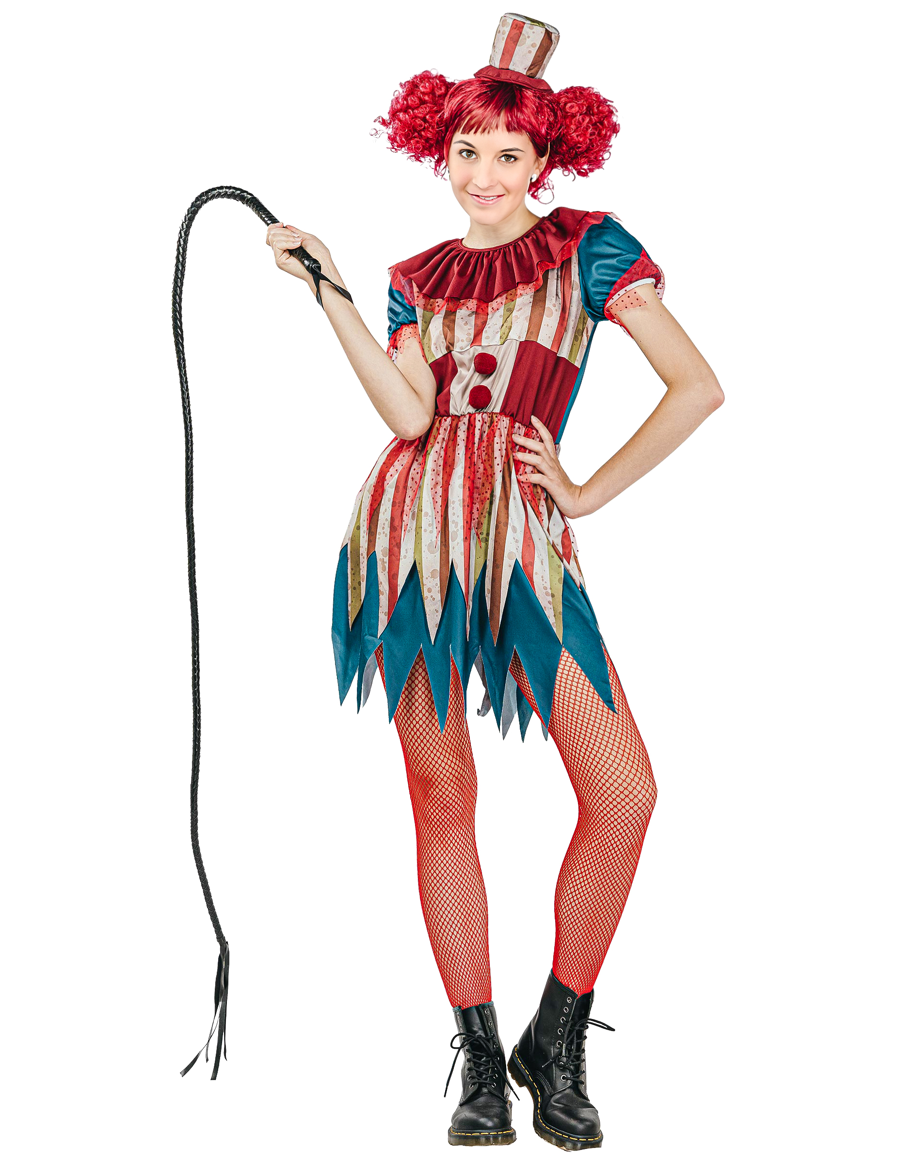 Horrorclown Kostüm für Damen Halloweenkostüm bunt von KARNEVAL-MEGASTORE