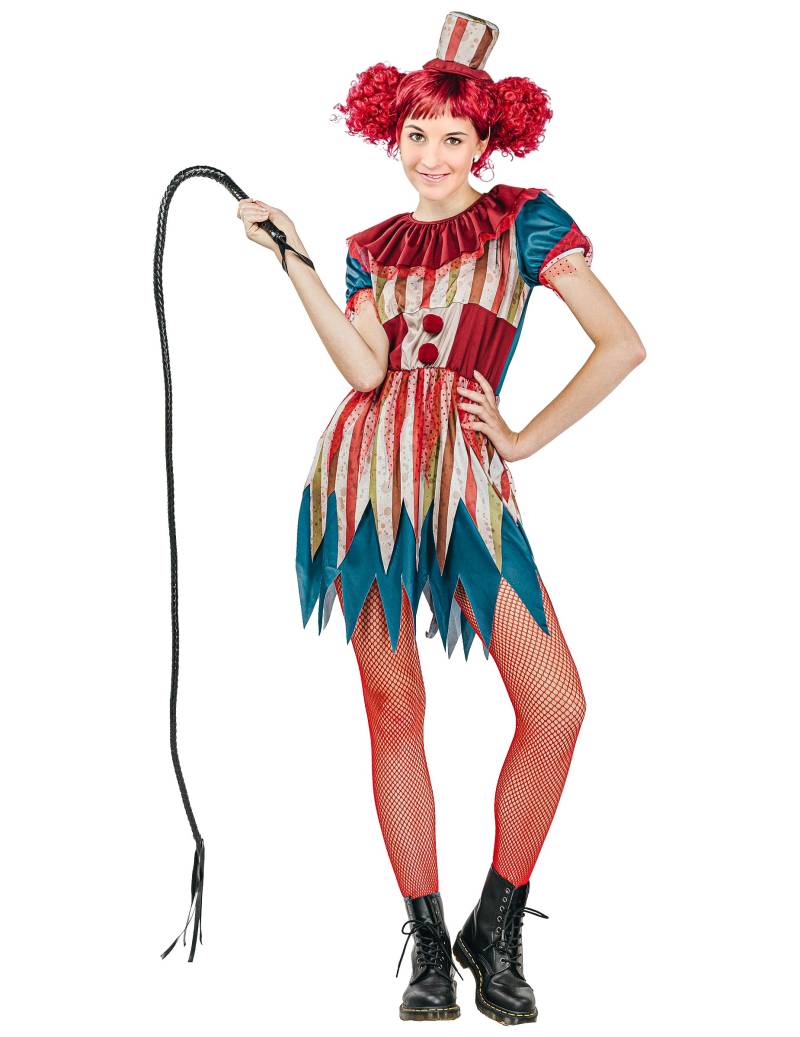 Horrorclown Kostüm für Damen Halloweenkostüm bunt von KARNEVAL-MEGASTORE