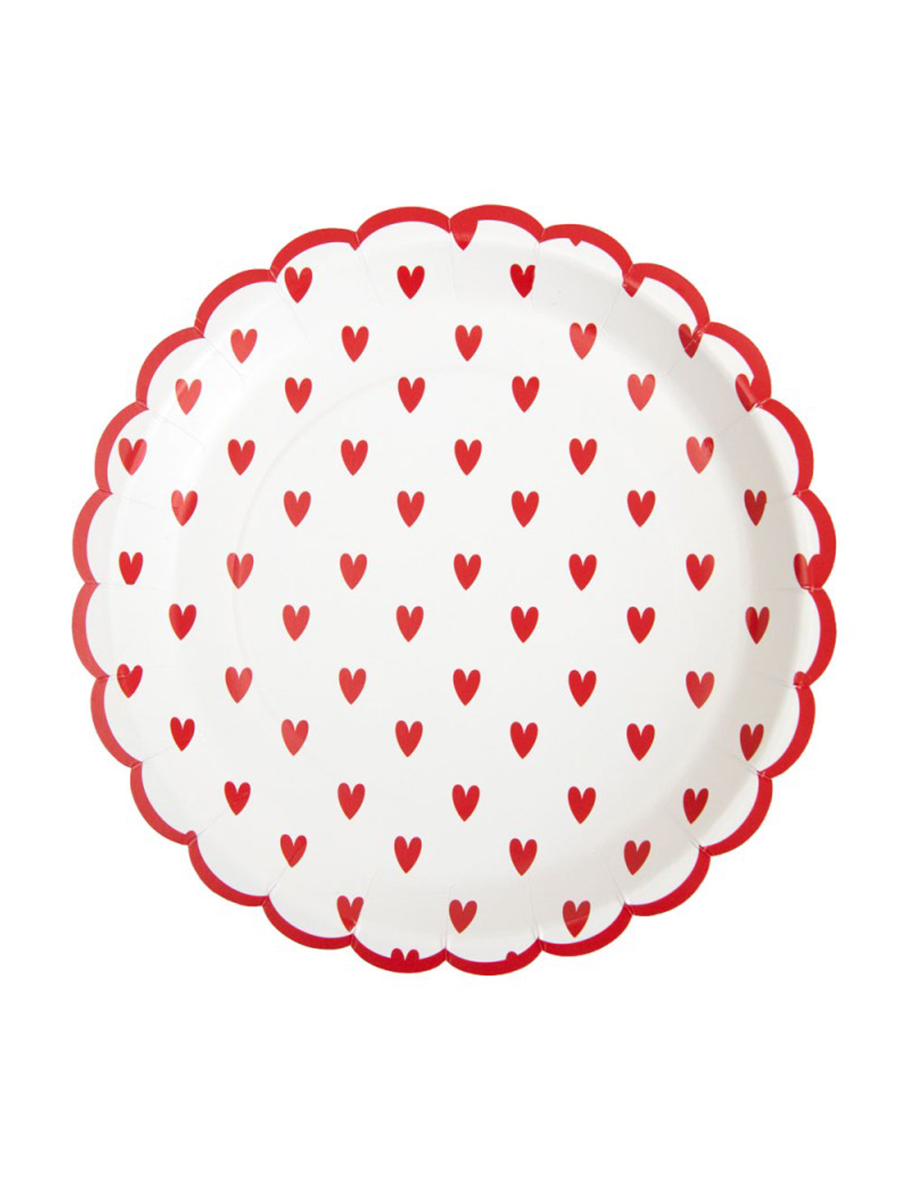 8 Pappteller Herzen Rot Gewellt 23 cm von PARTYPRO