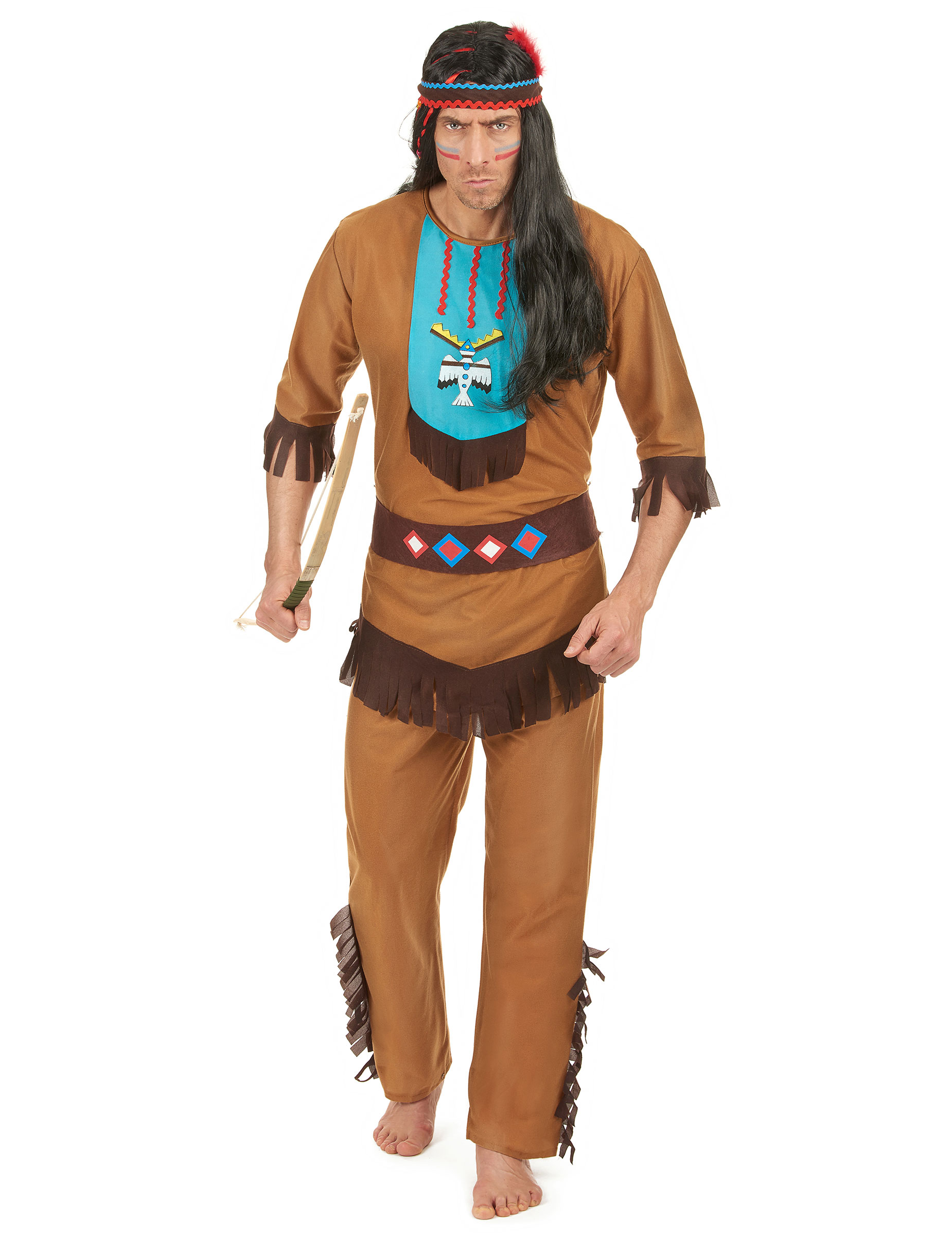 Indianer Herren-Kostüm braun-bunt Indianer Herren-Kostüm braun-bunt von KARNEVAL-MEGASTORE