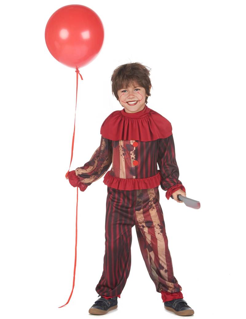 Killerclown Halloween-Kostüm für Jungen rot-schwarz-weiß von KARNEVAL-MEGASTORE