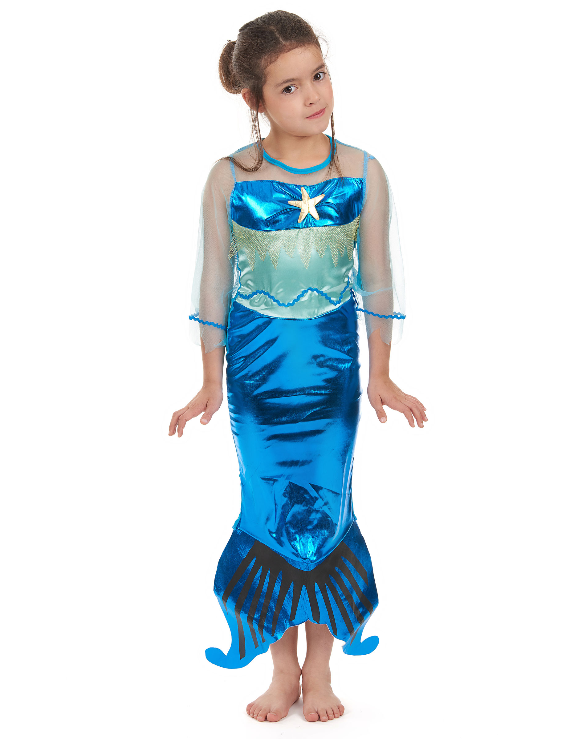 Kleine Meerjungfrau Kinderkostüm Nixe blau-lindgrün von KARNEVAL-MEGASTORE