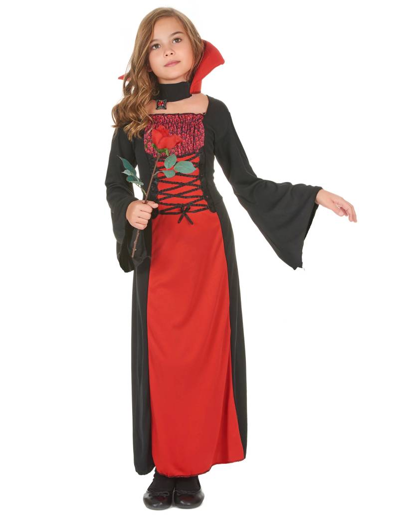 Kleine Vampirin Halloween-Kinderkostüm schwarz-rot von KARNEVAL-MEGASTORE