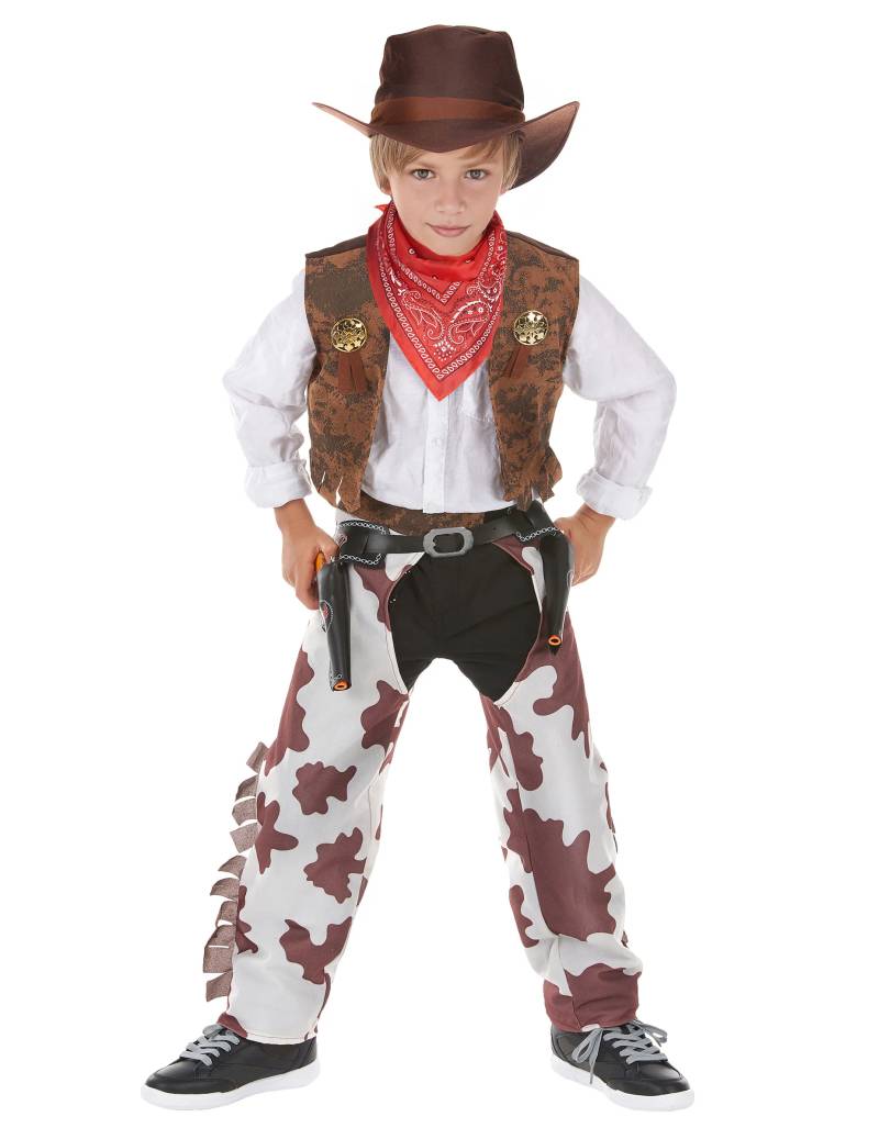 Kleiner Cowboy Kinderkostüm Wilder Westen braun-weiss von KARNEVAL-MEGASTORE