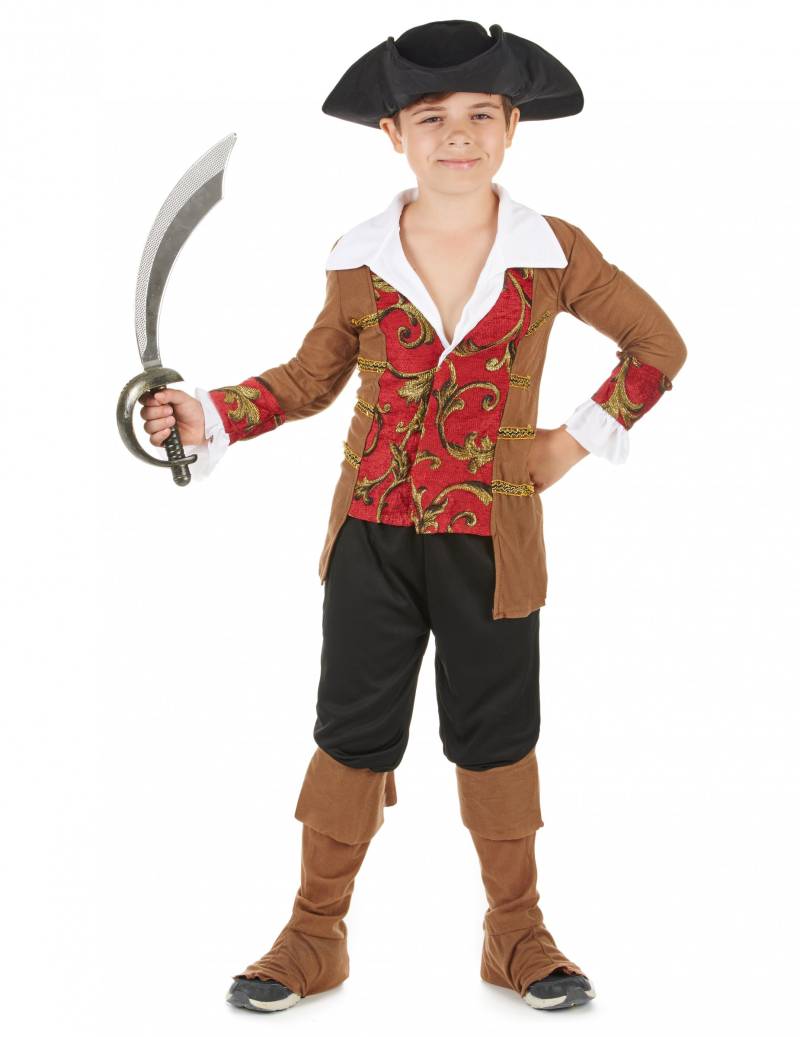 Kleiner Pirat Kinderkostüm braun-rot-schwarz von KARNEVAL-MEGASTORE