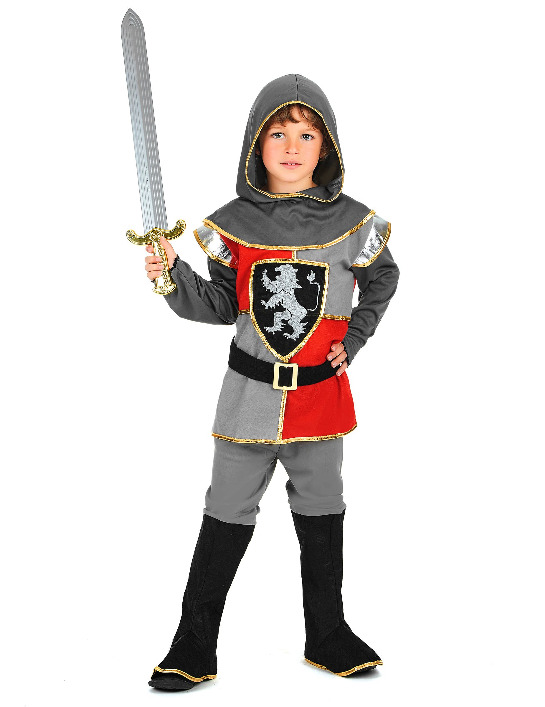 Kleiner Ritter Kinderkostüm Mittelalter silber-rot-schwarz von LUCIDA