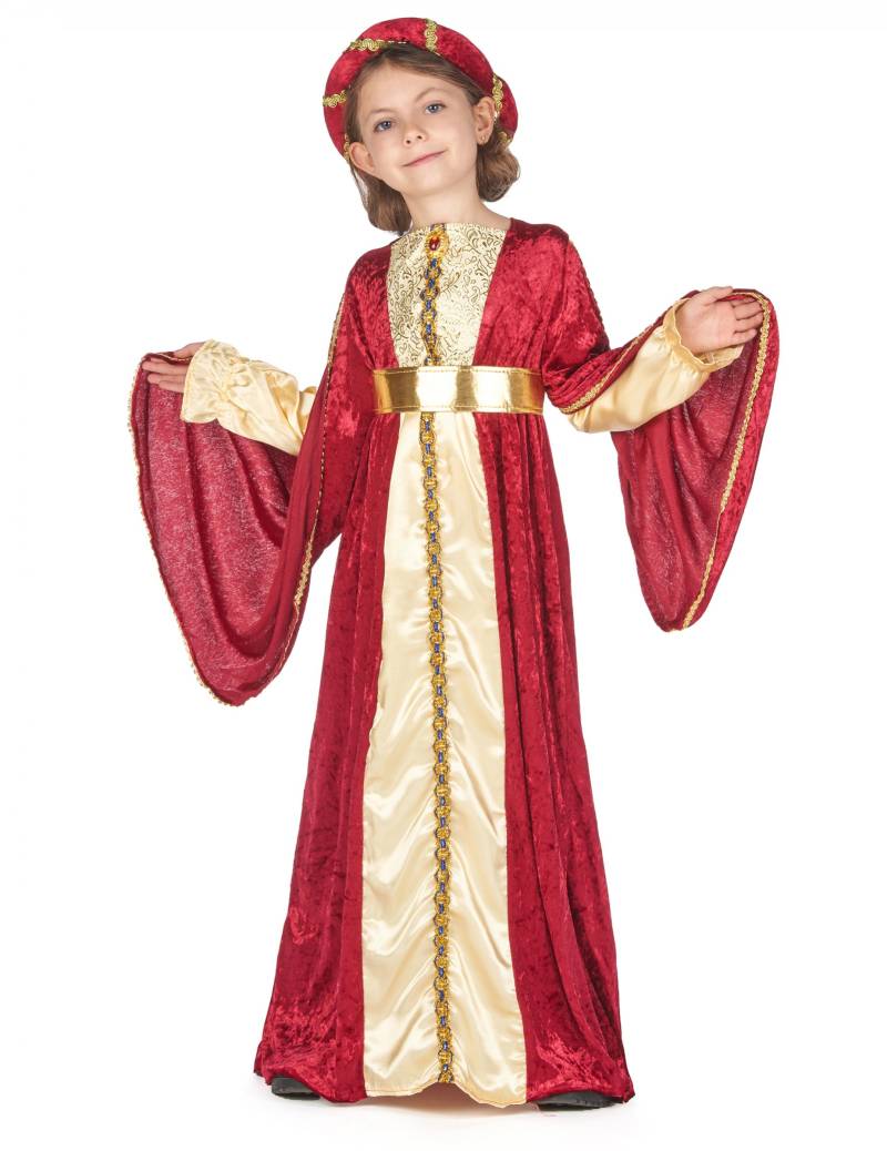Königin Mädchenkostüm Mittelalter Kinderkostüm rot-creme-gold von BCI