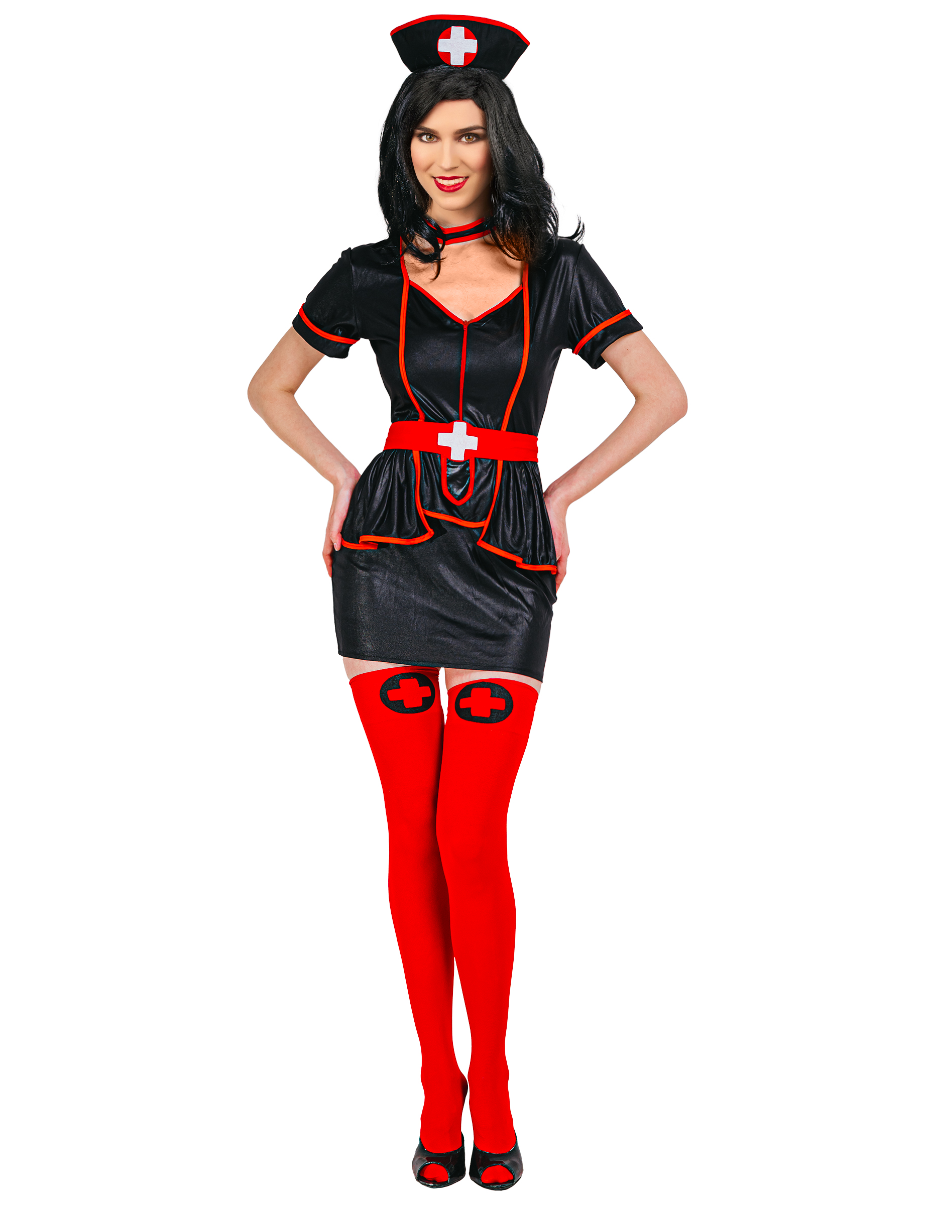 Krankenschwester-Kostüm für Frauen Halloween-Kostüm schwarz-rot Krankenschwester-Kostüm für Frauen Halloween-Kostüm schwarz-rot von KARNEVAL-MEGASTORE