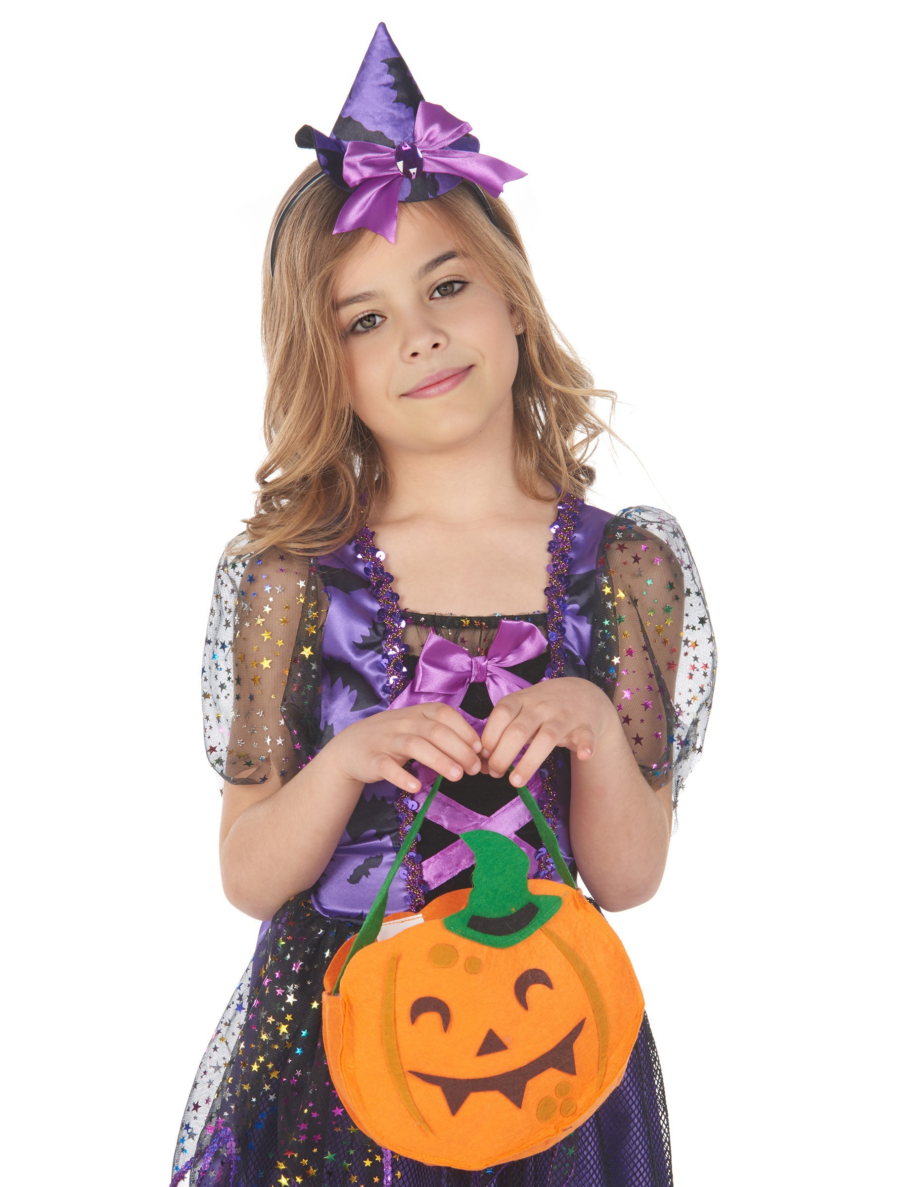 Kürbistasche für Kinder Happy-Halloween orangefarben-grün von KARNEVAL-MEGASTORE