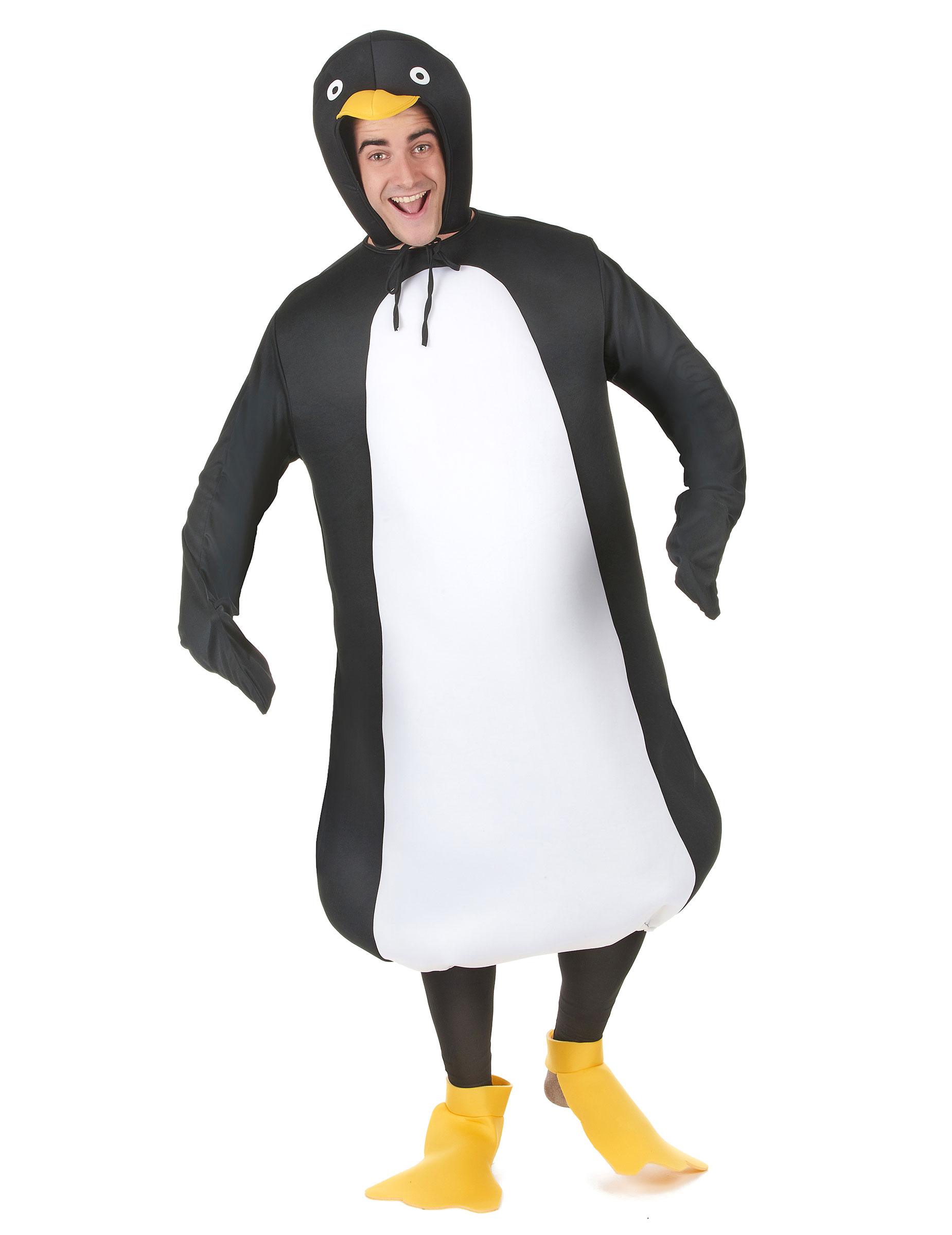 Lustiger Pinguin Unisex-Kostüm schwarz-weiss-gelb von LUCIDA