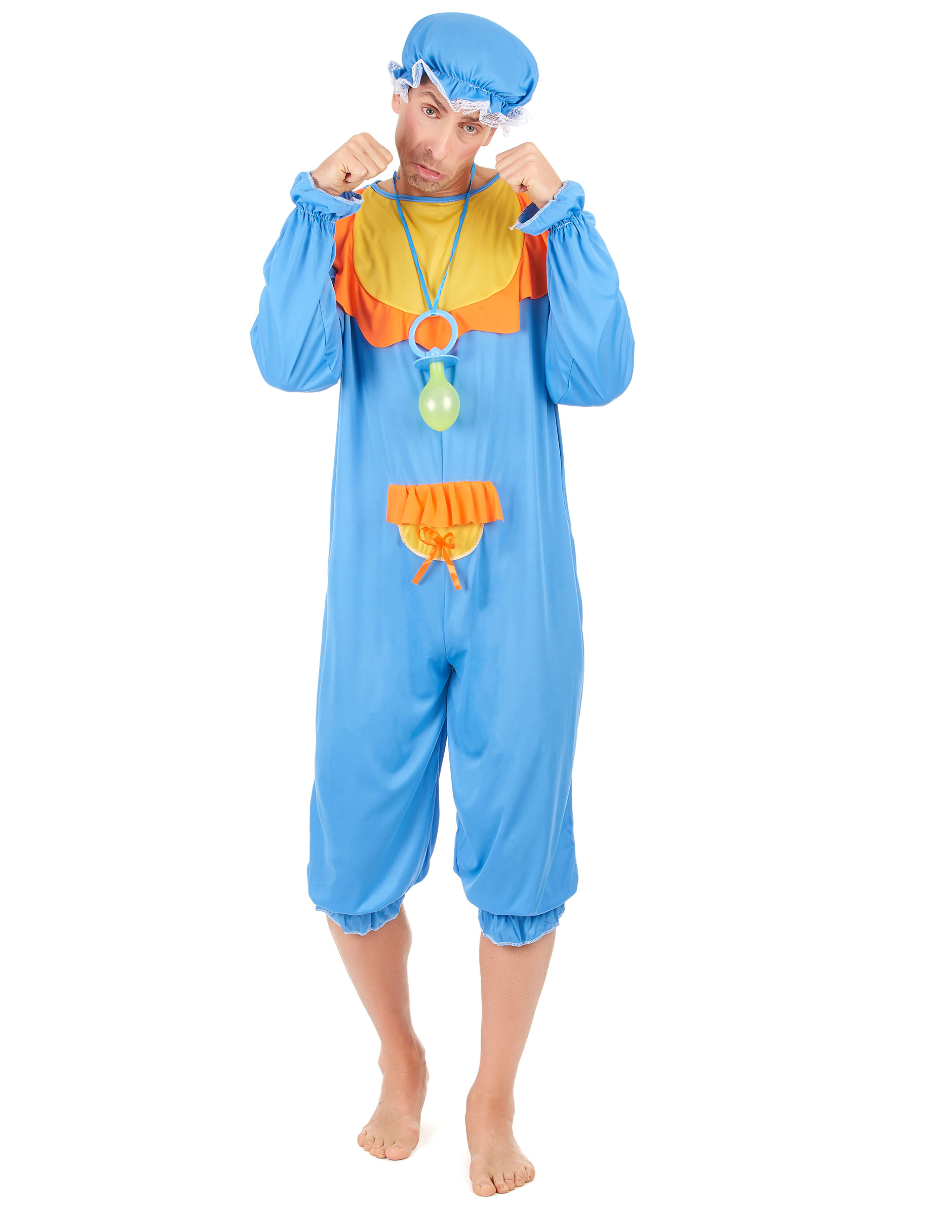 Lustiges Babykostüm für Herren blau-orange von KARNEVAL-MEGASTORE