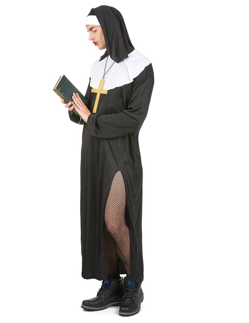 Lustiges Nonne Herrenkostüm schwarz-weiss von KARNEVAL-MEGASTORE