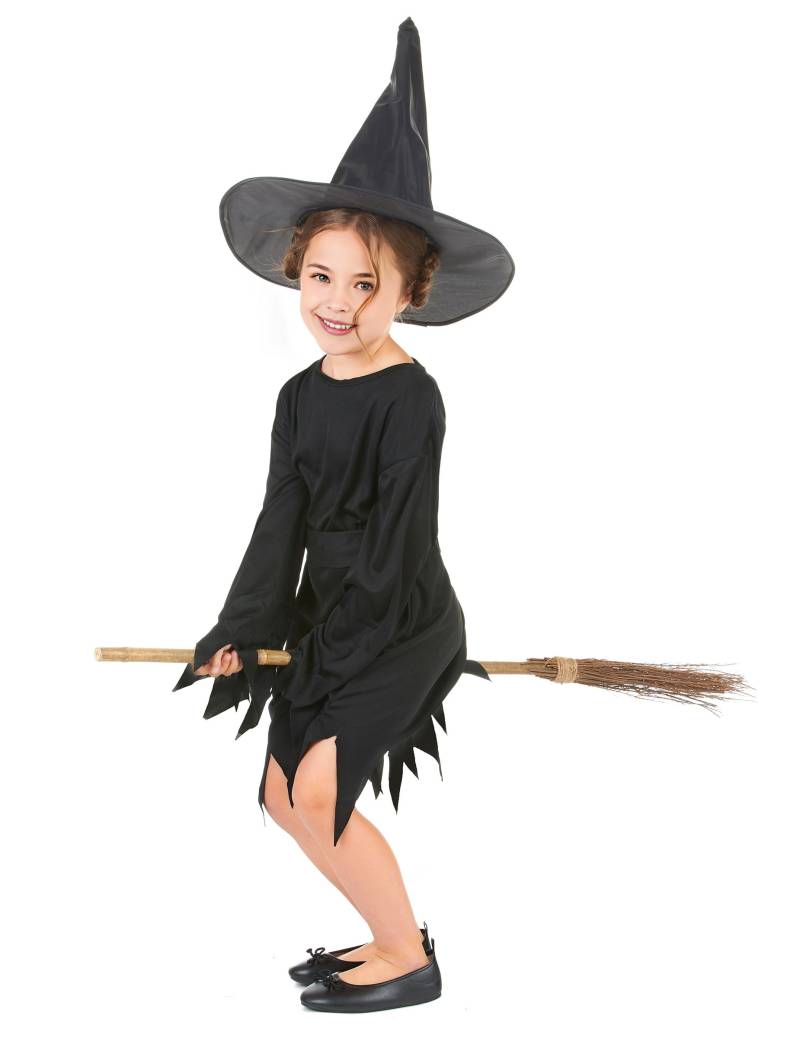 Mädchen Hexenkostüm Halloween schwarz von KARNEVAL-MEGASTORE