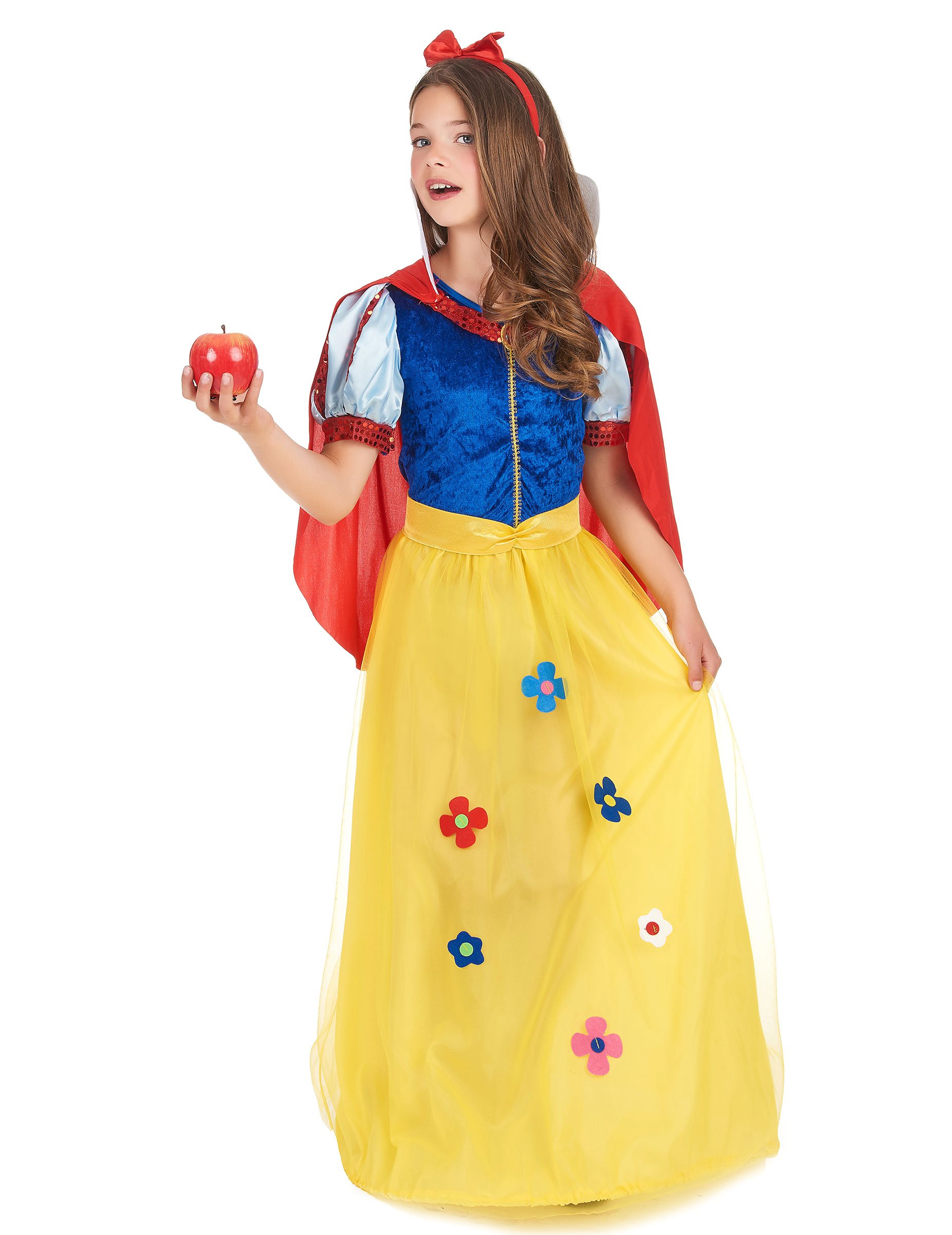 Märchen-Prinzessin Kinderkostüm Königin blau-gelb-rot von KARNEVAL-MEGASTORE