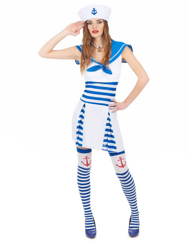 Matrosen-Damenkostüm Seemännin blau-weiß von KARNEVAL-MEGASTORE