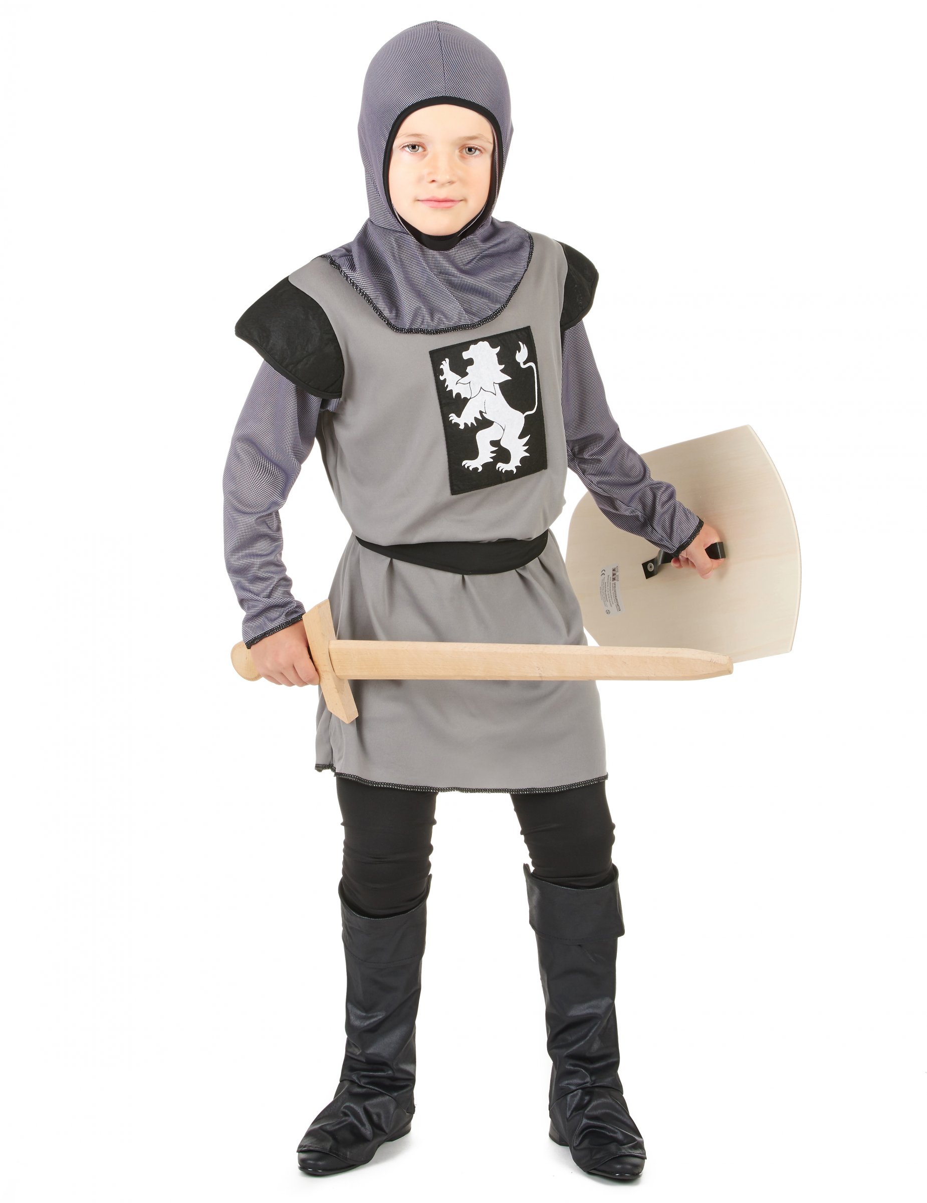Mittelalterlicher Ritter Kinderkostüm grau-schwarz von KARNEVAL-MEGASTORE