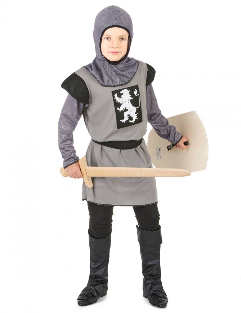 Mittelalterlicher Ritter Kinderkostüm grau-schwarz von KARNEVAL-MEGASTORE