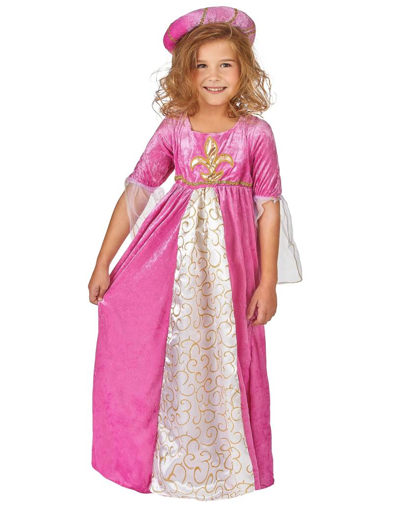 Mittelalterliches Prinzessin Kinderkostüm pink-weiss-gold von KARNEVAL-MEGASTORE