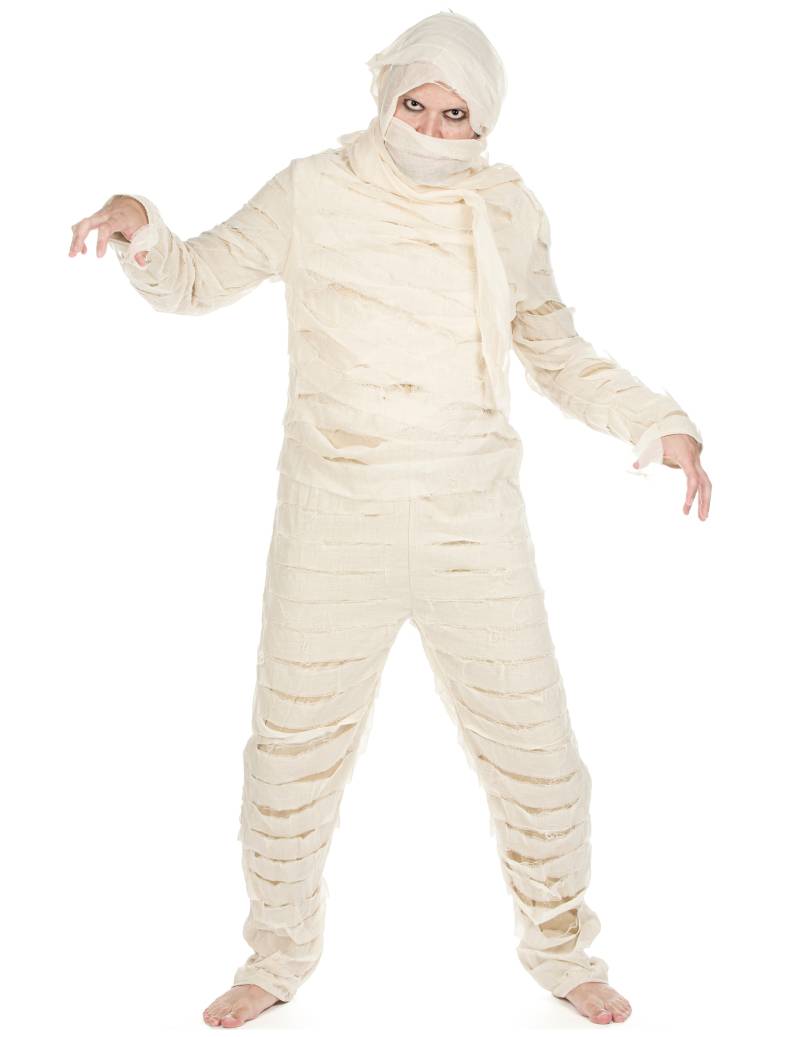 Mumien-Kostüm für Erwachsene 2-teilig weiß-beige von KARNEVAL-MEGASTORE
