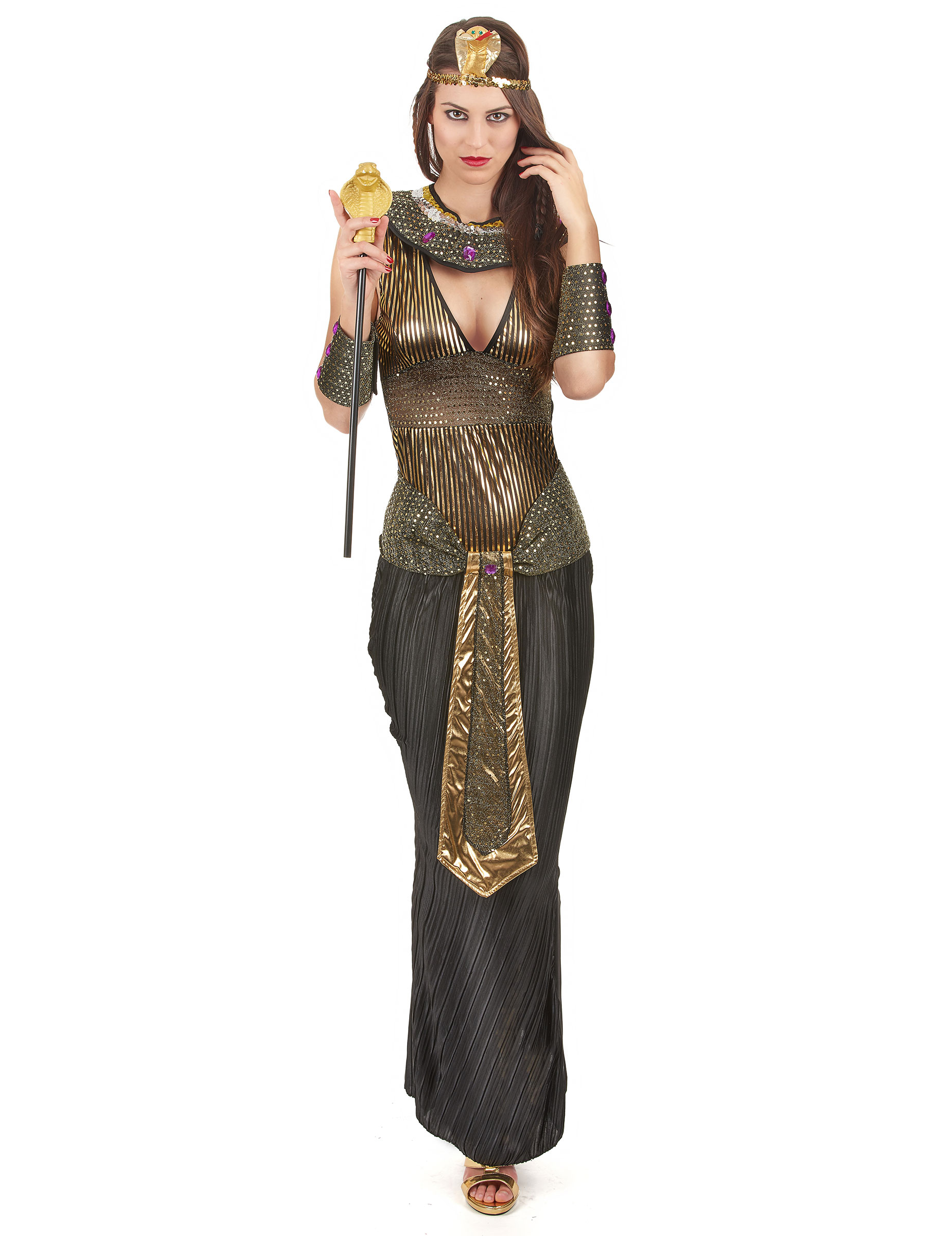 Nilkönigin-Damenkostüm ägypten schwarz-gold von KARNEVAL-MEGASTORE
