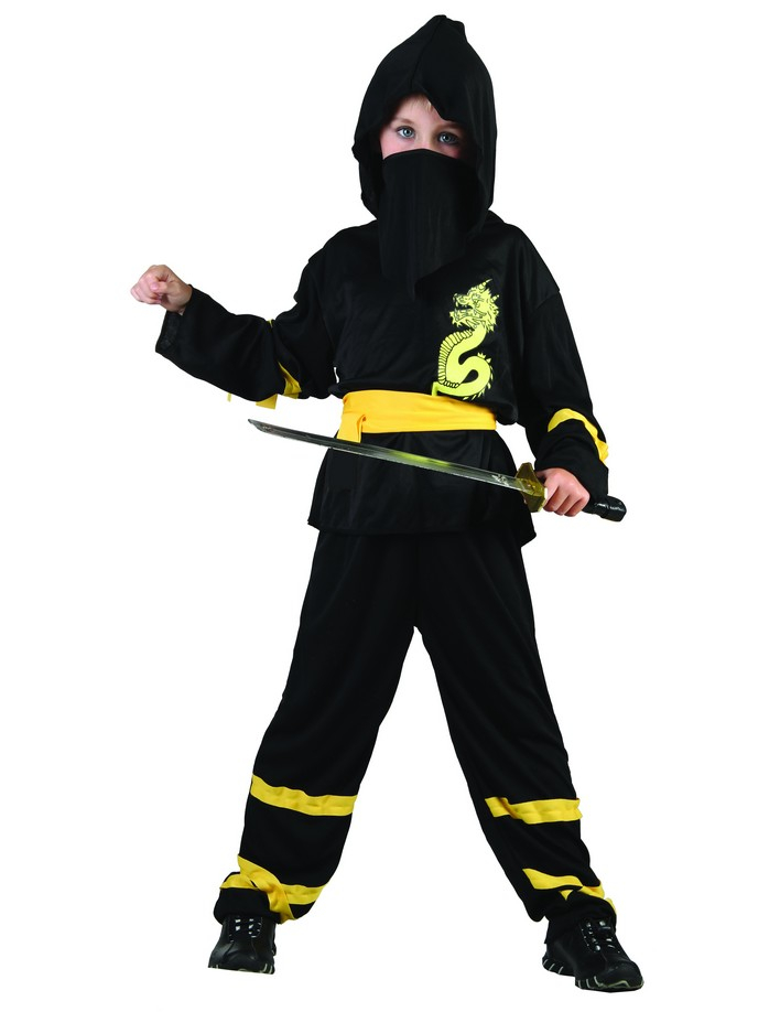 Ninja Kinderkostüm Drachen-Krieger schwarz-gelb von BCI