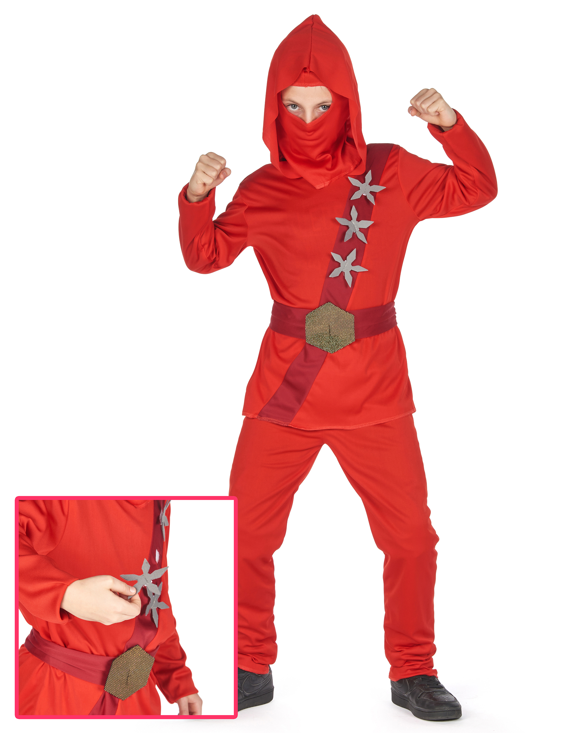 Ninja Kinderkostüm japanischer Krieger rot von KARNEVAL-MEGASTORE