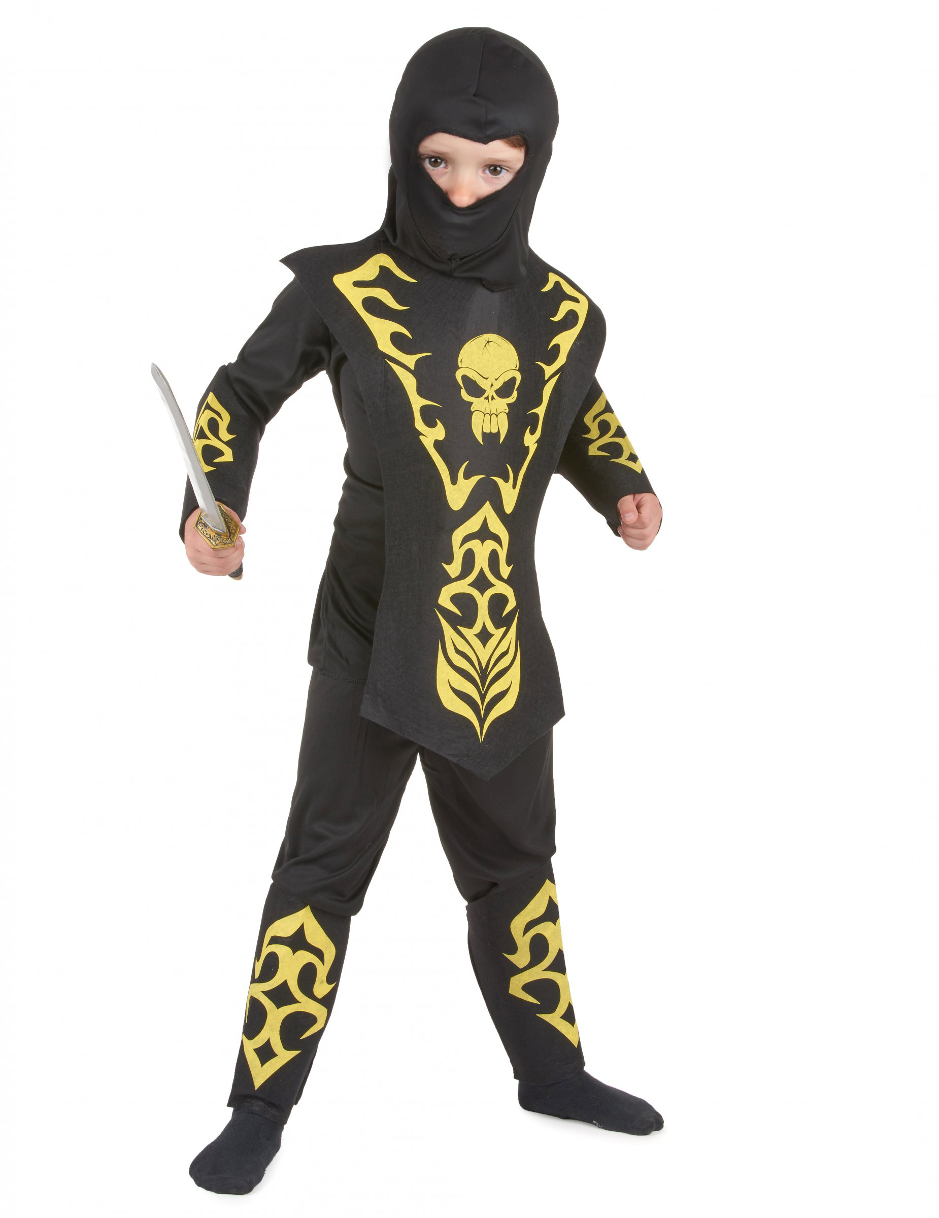 Ninja Kostüm für Kinder schwarz-gelb von BCI