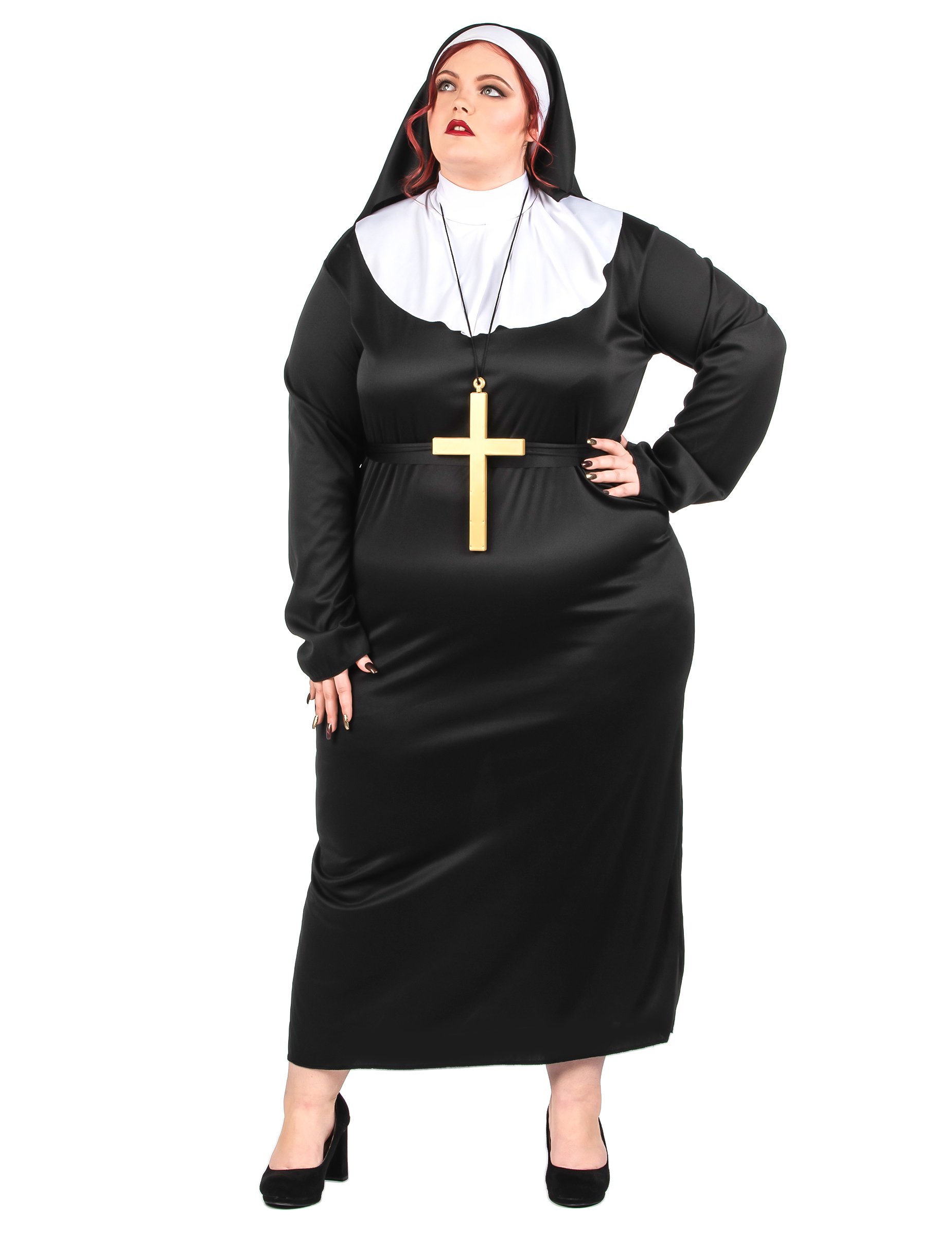 Nonne-Kostüm in Übergrösse Karneval-Kostüm schwarz-weiss von LUCIDA