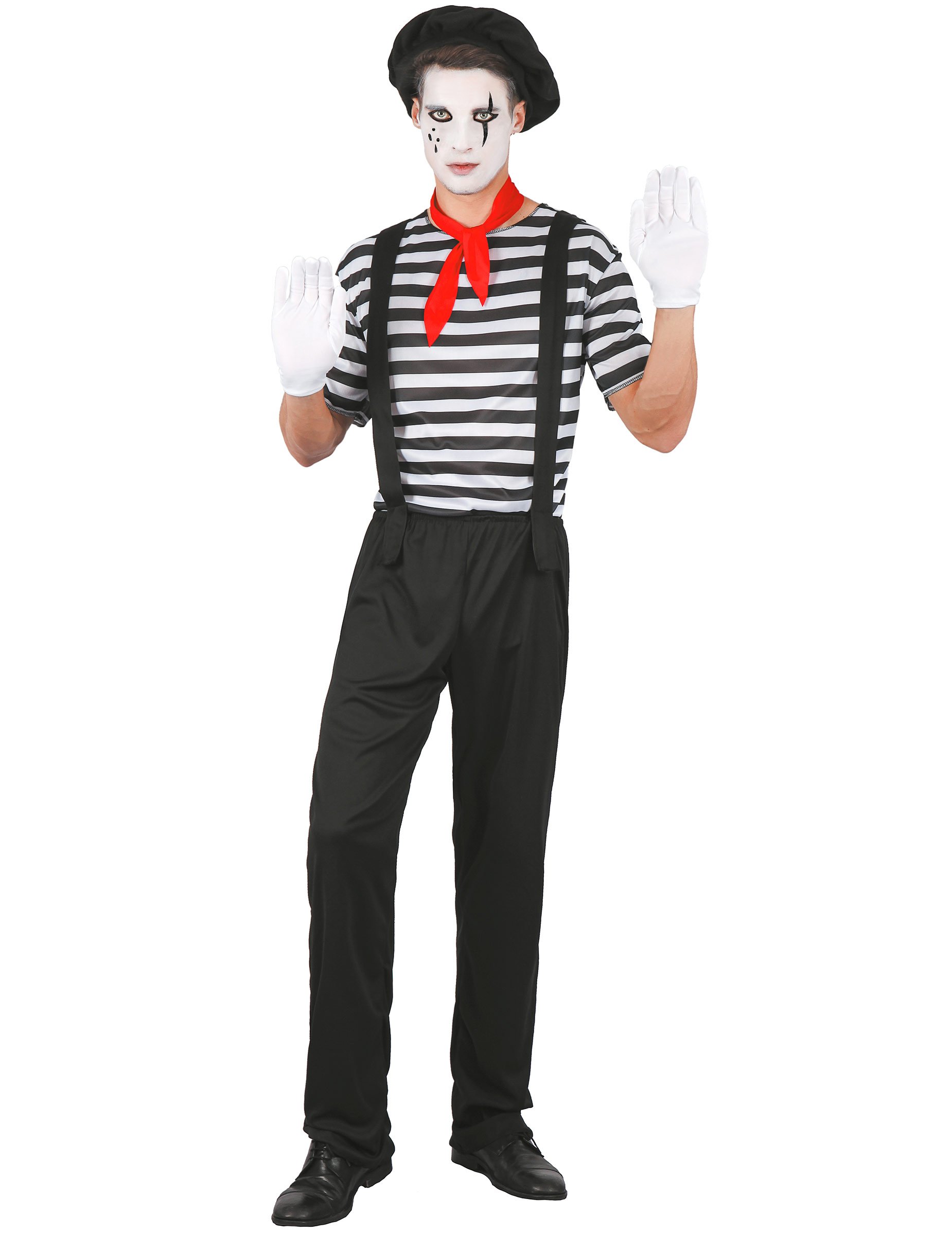 Pantomime-Kostüm für Herren Baskenmütze Karnevalskostüm schwarz-weiss Pantomime-Kostüm für Herren Baskenmütze Karnevalskostüm schwarz-weiss von KARNEVAL-MEGASTORE