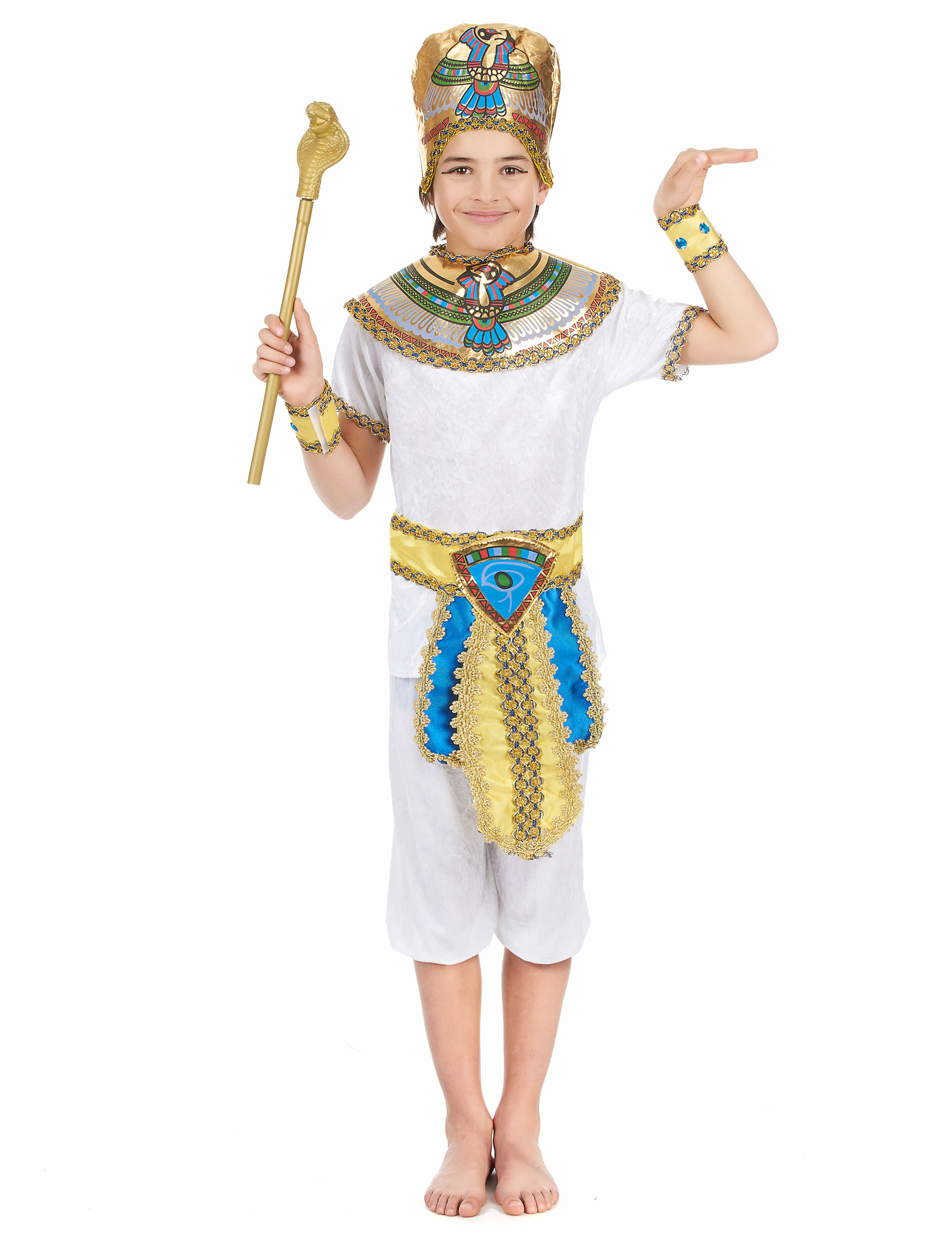 Pharao Kinder-Kostüm weiss-bunt von KARNEVAL-MEGASTORE