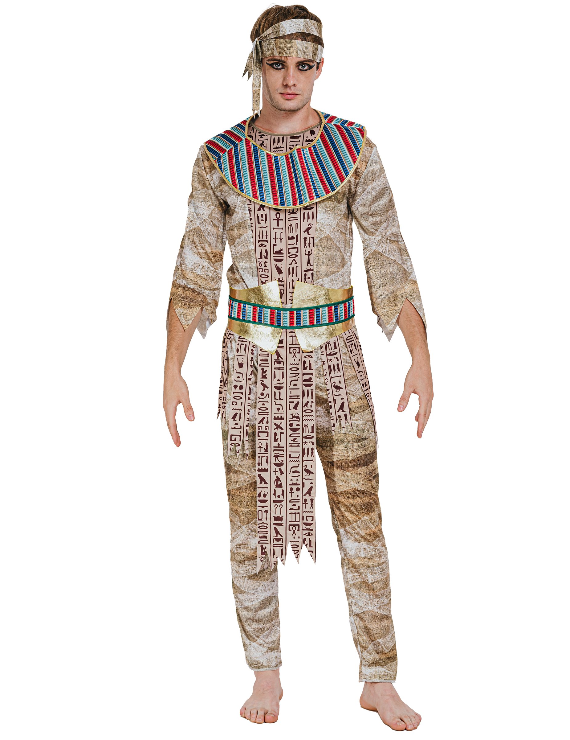 Pharao-Mumien-Kostüm für Männer Halloweenkostüm beige-bunt von KARNEVAL-MEGASTORE