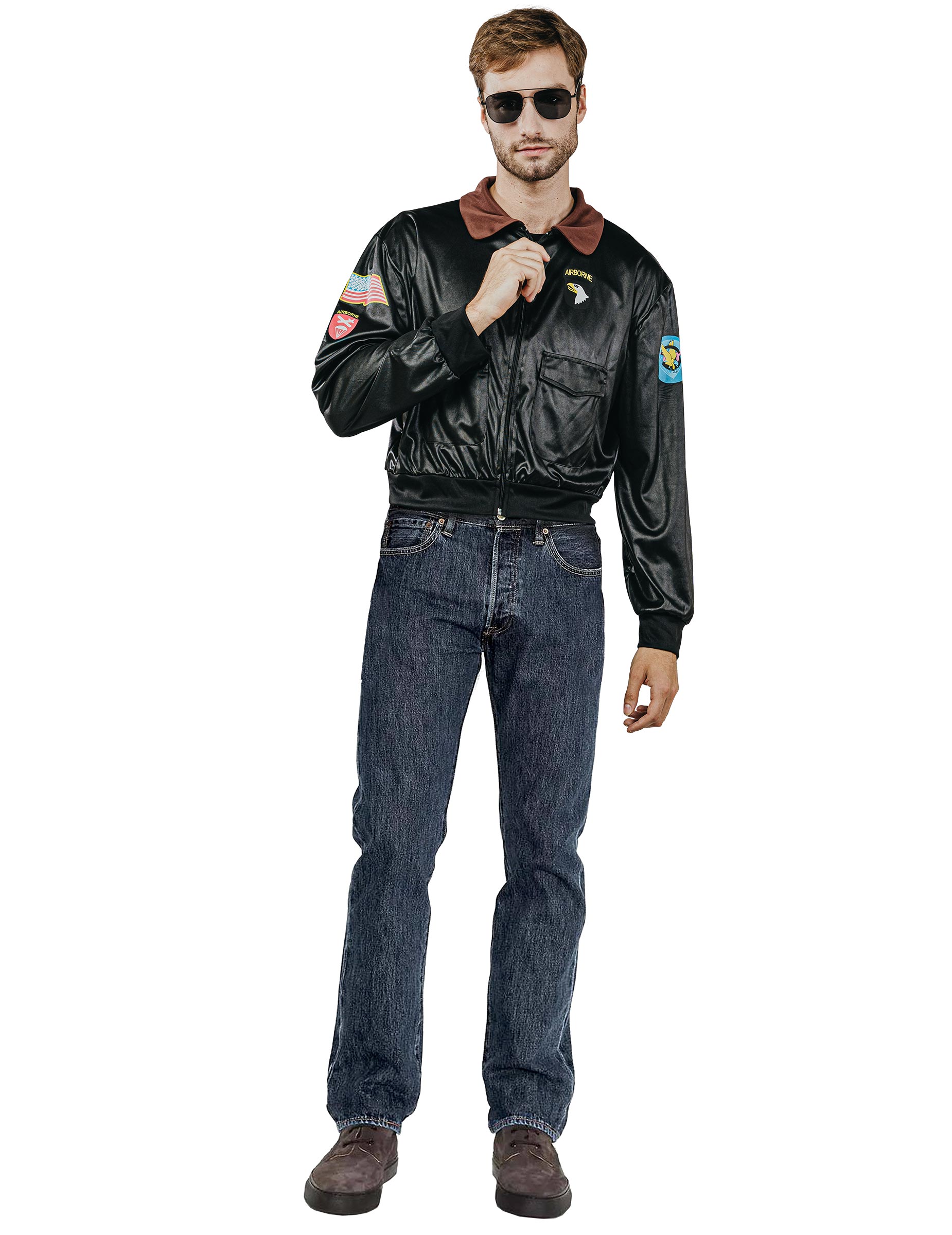 Pilotenjacke für Erwachsene schwarz Pilotenjacke für Erwachsene schwarz von KARNEVAL-MEGASTORE
