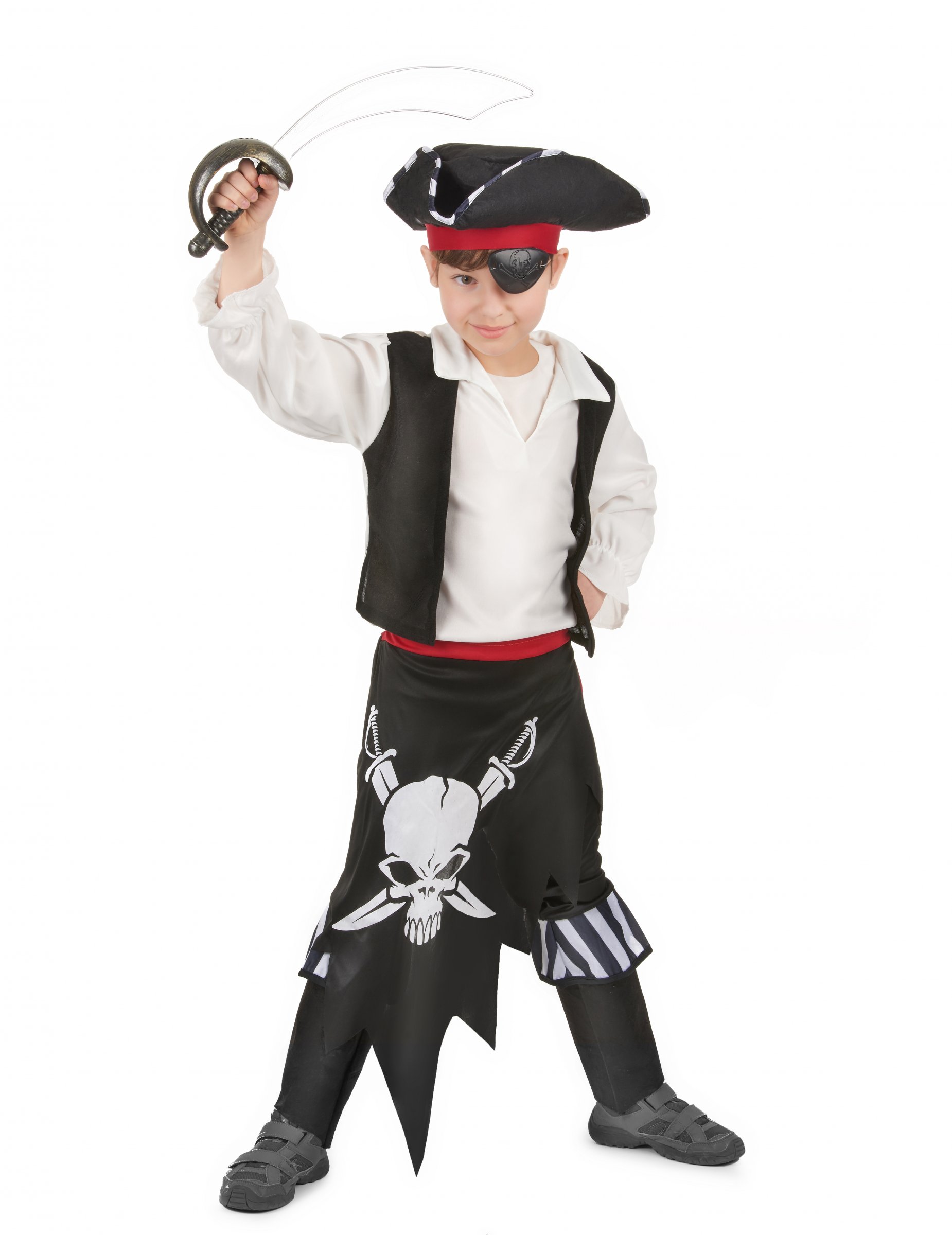 Piraten Kapitän-Kinderkostüm Seeräuber schwarz-rot-weiss von BCI