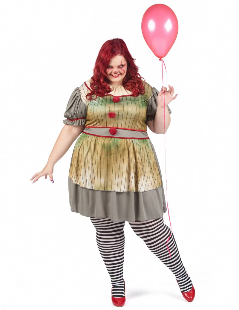 Plus Size Horrorclown-Kostüm für Damen von KARNEVAL-MEGASTORE