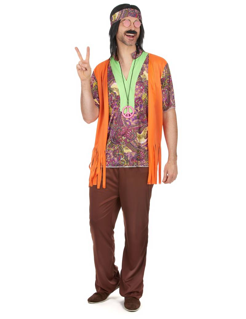 Retro Hippie Herrenkostüm bunt von KARNEVAL-MEGASTORE